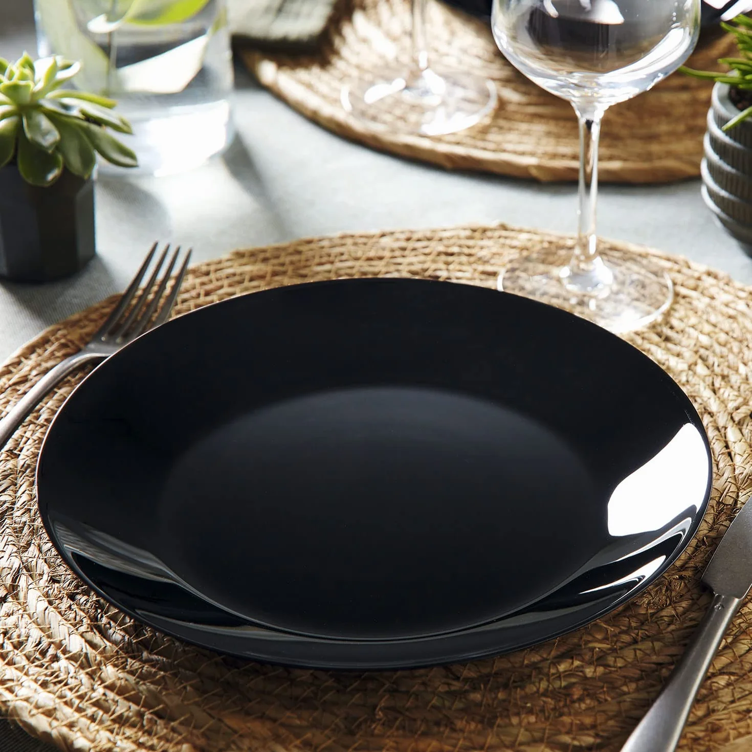 Luminarc Zestaw naczyń ze szkła Arcopal Zelie Black, 12 sztuk, 4-osobowy, czarny