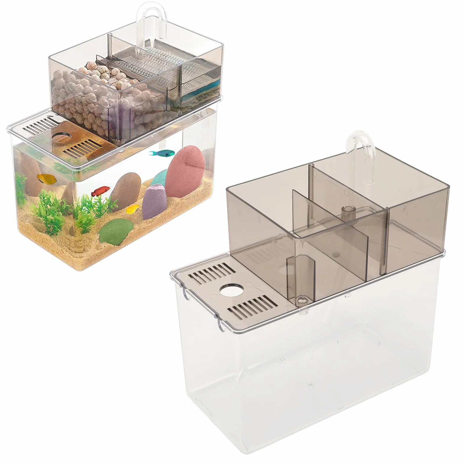 Betta Fish Tank, Fish Tank Bowl Przezroczysty Łatwe Czyszczenie Lekki Mały Zestaw Startowy do Akwarium Mała Złota Rybka Miska dla Betta Fish Żółw Gad