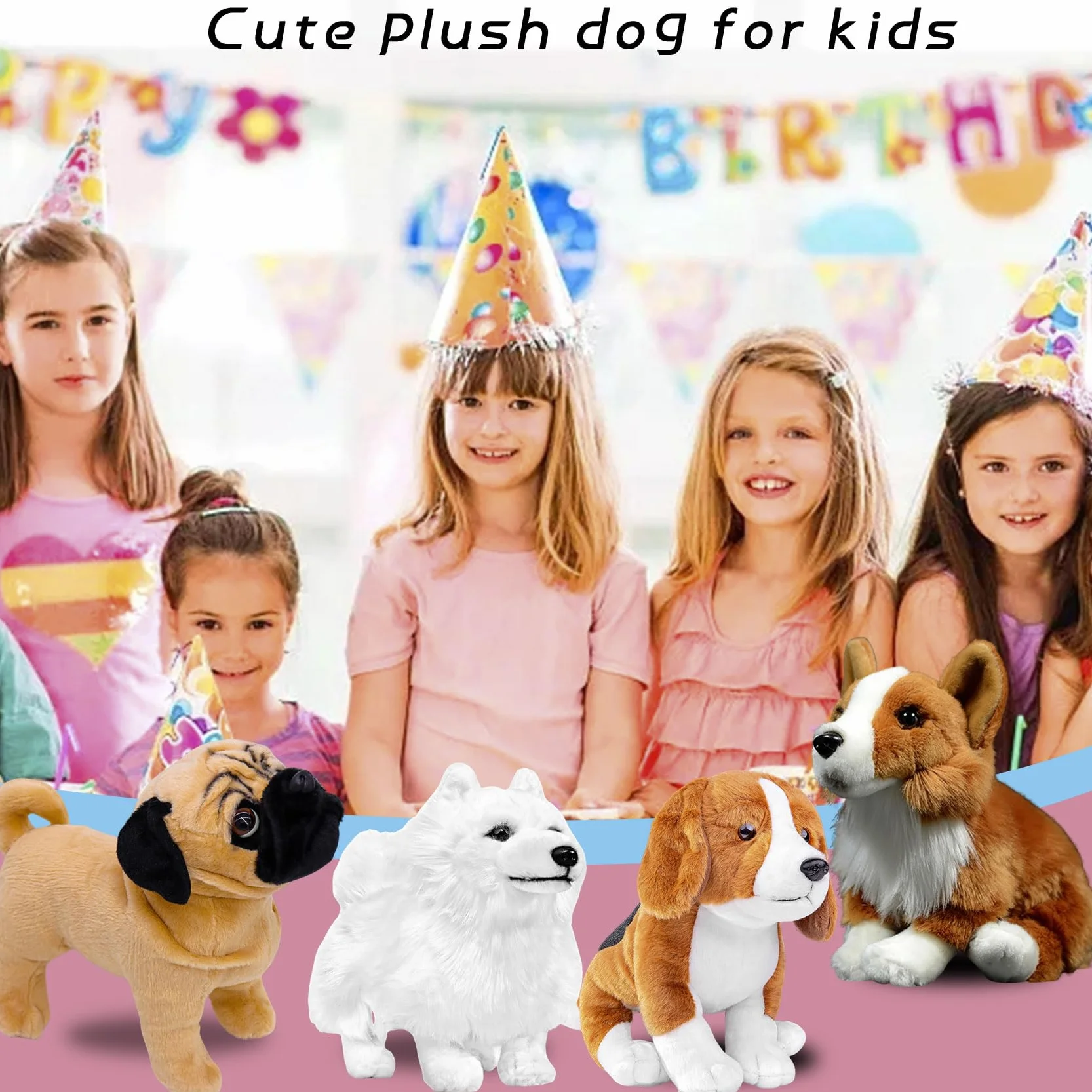 lilizzhoumax Zabawka Samoyed 32 cm / 12 cali, symulacja realistycznej lalki, pluszowe zwierzę, urocze zabawki dla dzieci