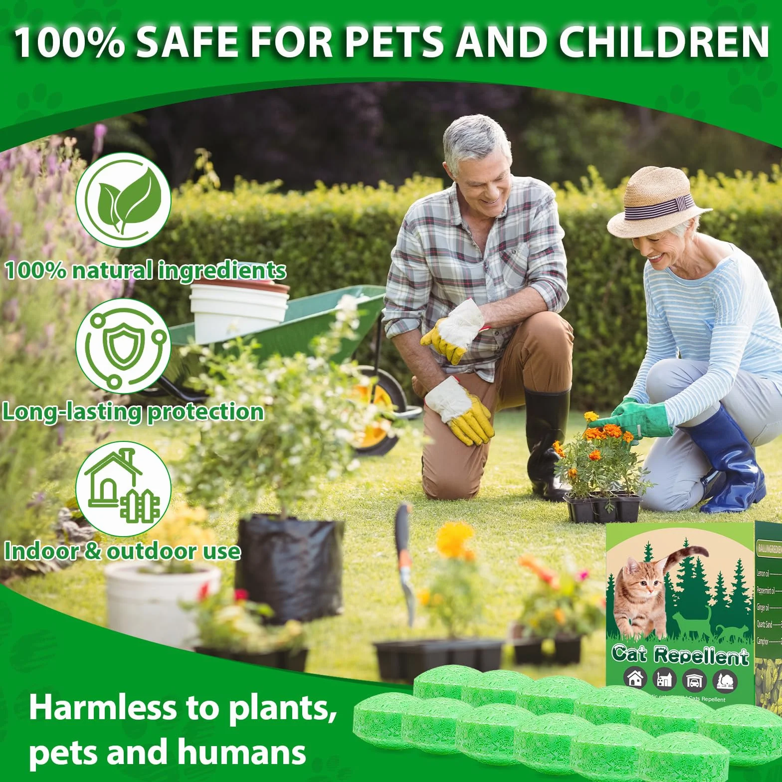 Odstraszacz kotów na zewnątrz, naturalny, z workami z włókniny, do ogrodu (10)