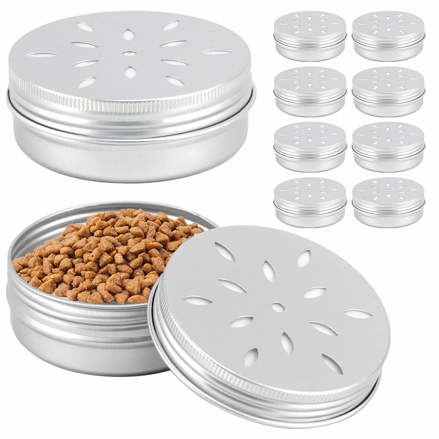 QWORK® Zestaw 10 aluminiowych puszek na zapachy dla pies z wentylacją, pojemniki zapachowe 60 ml do treningu pies