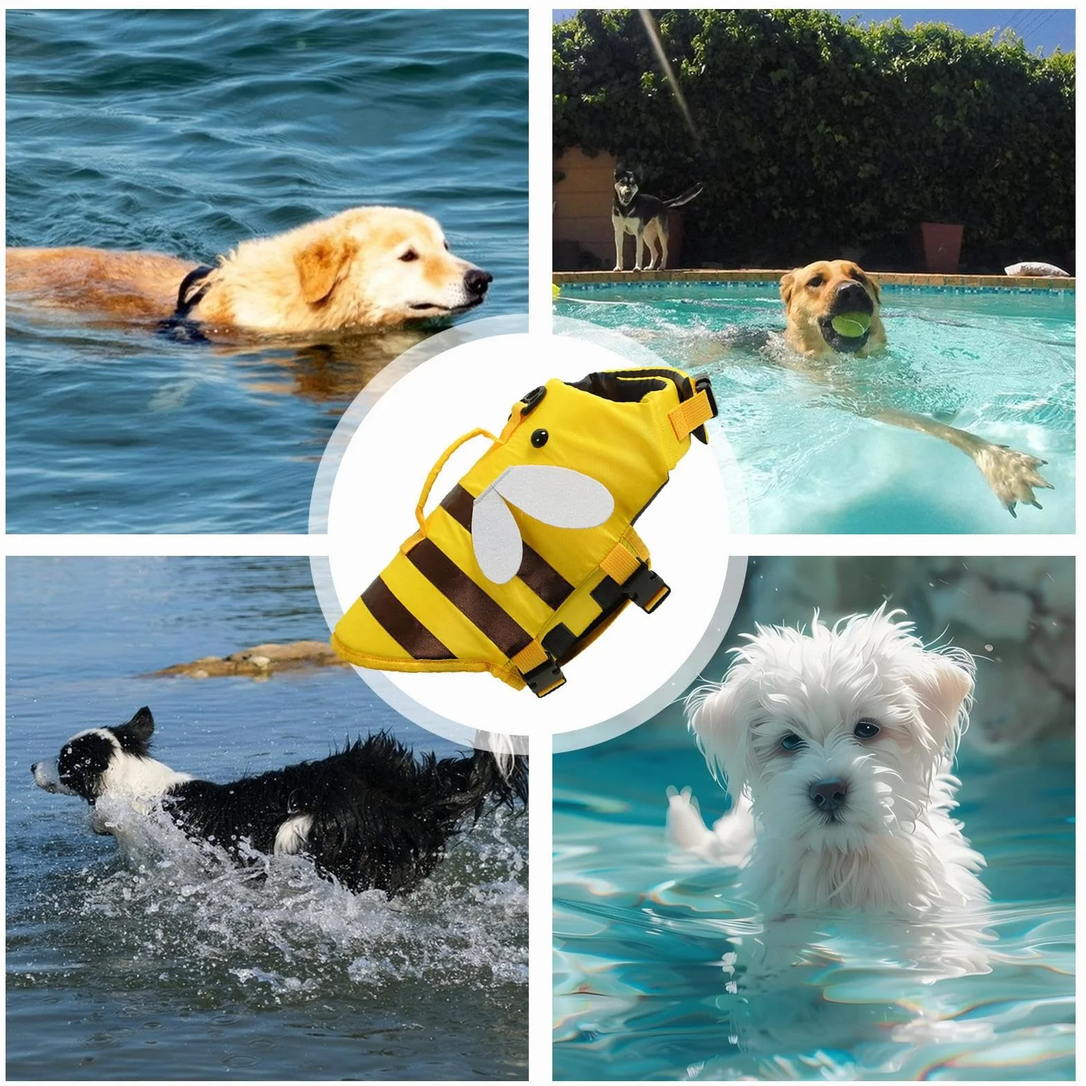 Dog Swimming Vest Ripstop Waterproof Life Jacket with Safety Handle Adjustable Oxford Pet Water Safety Training