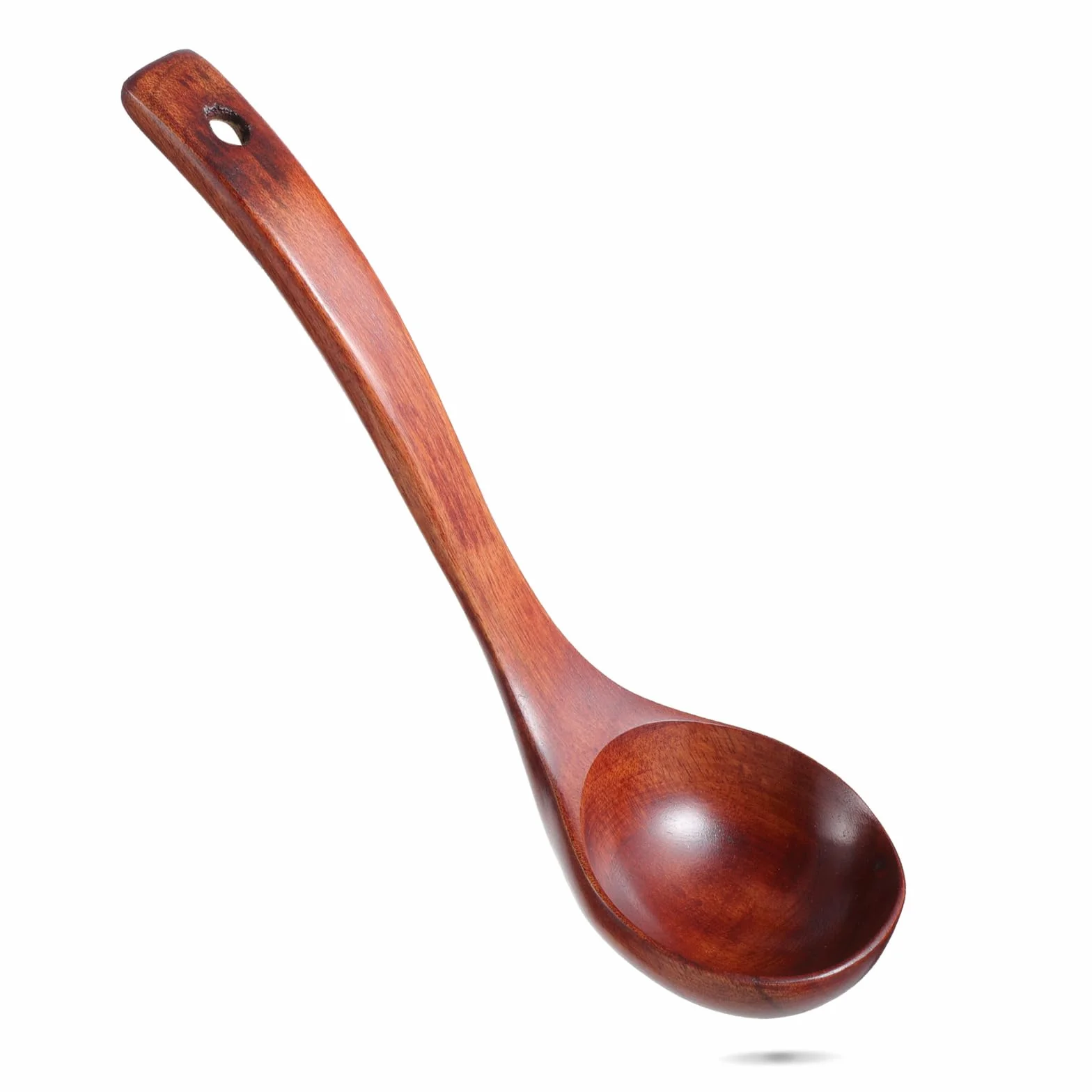 Drewniana chochla do zupy, 25 x 7,5 cm, długi uchwyt, chochla z głębokimi gałkami, termostabilna, lekka, drewniana chochla do zupy, drewniane łyżki, naczynia do kuchni, gotowania, serwowania