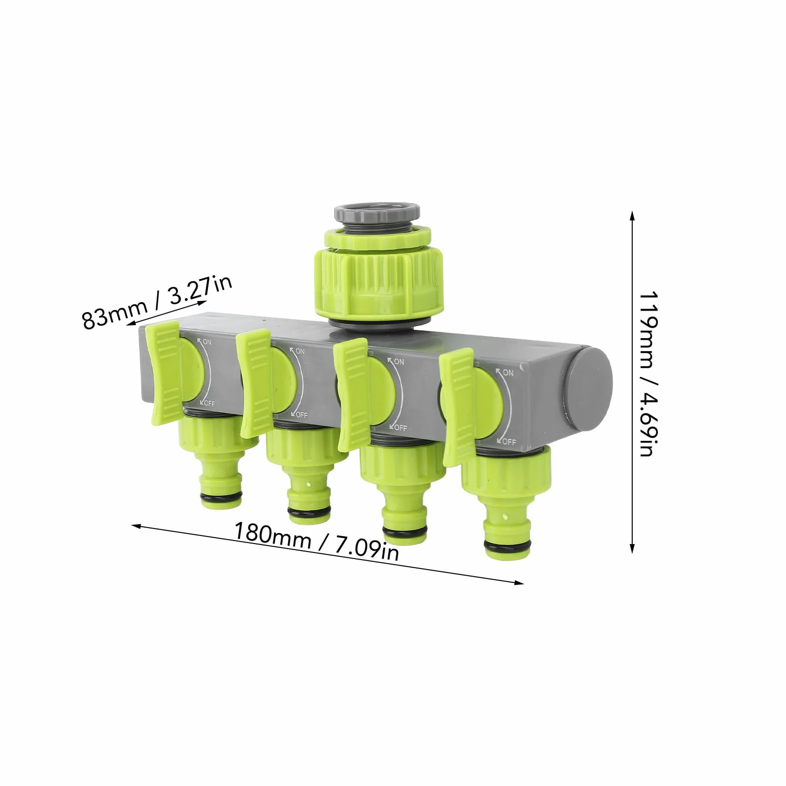 4-kierunkowy Rozdzielacz Węża, Adapter Czopa Węża ABS Rozdzielacz Węża Ogrodowego do Patio na świeżym Powietrzu i Parku (GRAY)