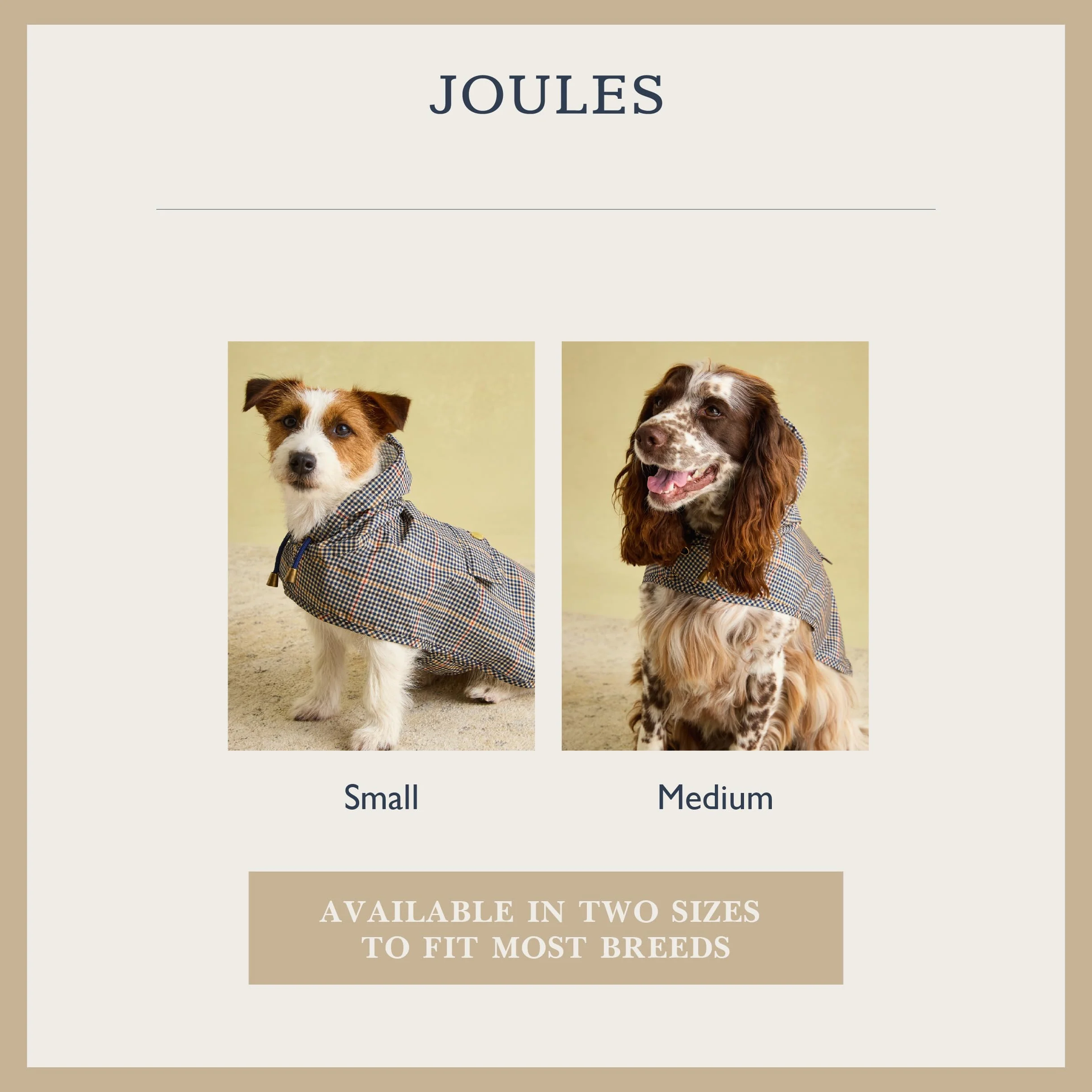 Rosewood Joules Henson Check Packaway Kurtka dla Psów Wodoodporna Mała Lekka Pranie