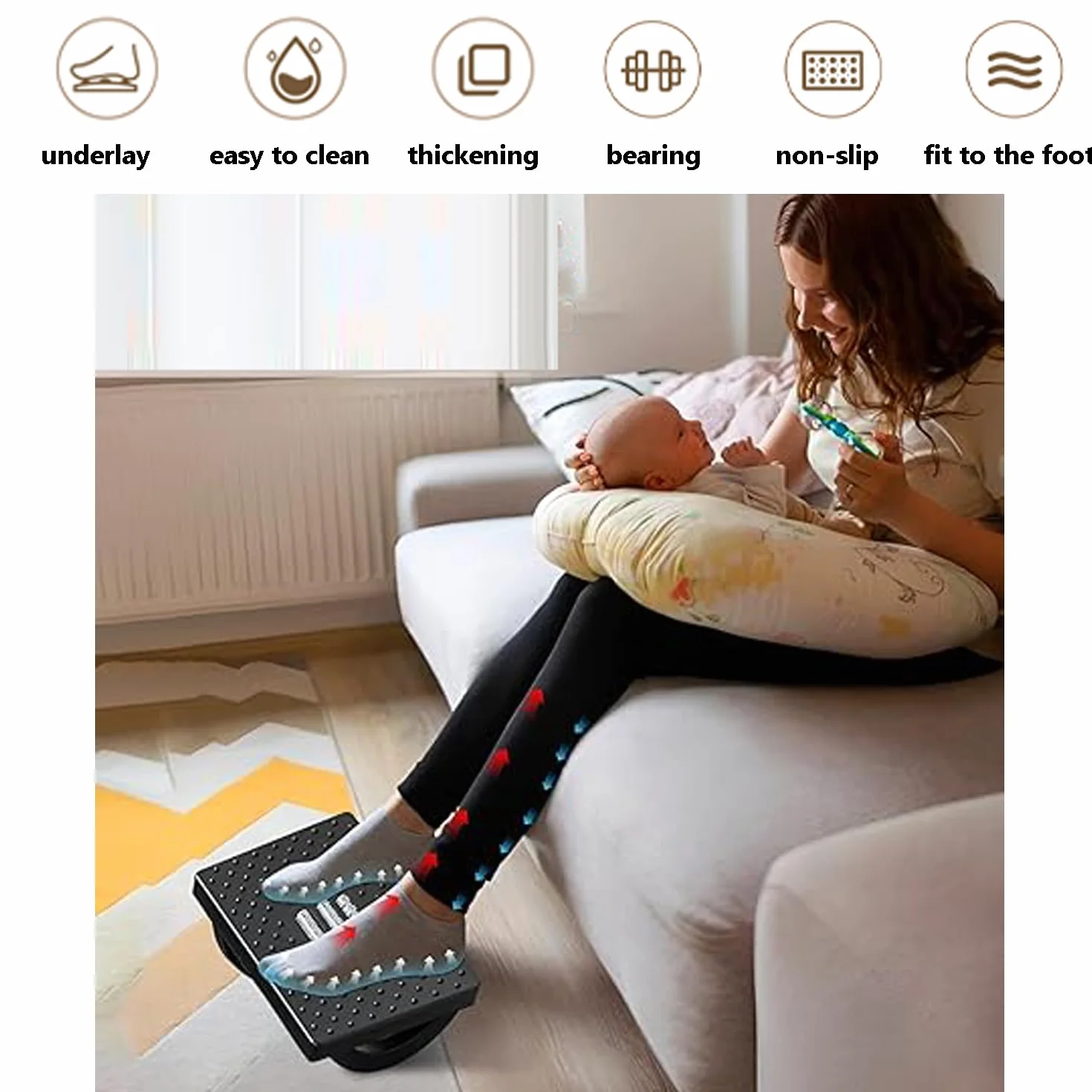 Komfortowy podnóżek biurko, regulowany podnóżek pod biurkiem, antypoślizgowy podnóżek z ergonomiczną poduszką z tworzywa sztucznego i punktami masażu dla komfortu biura