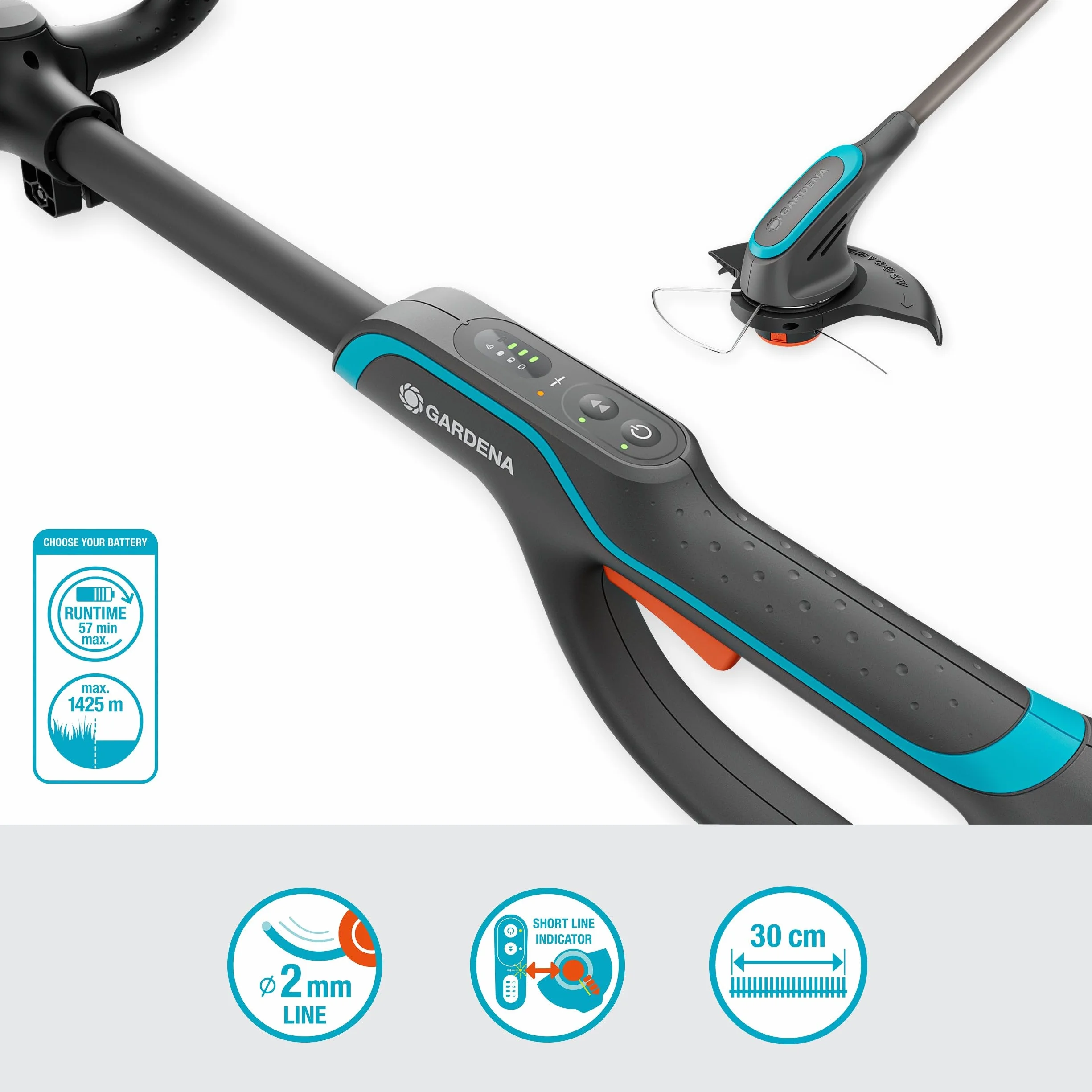 Gardena Podkaszarka akumulatorowa PowerTrim 30/18 V Solo, zgodna z POWER FOR ALL, tryb PowerBoost, żyłka tnąca 2 mm, ergonomiczna (14703-55)