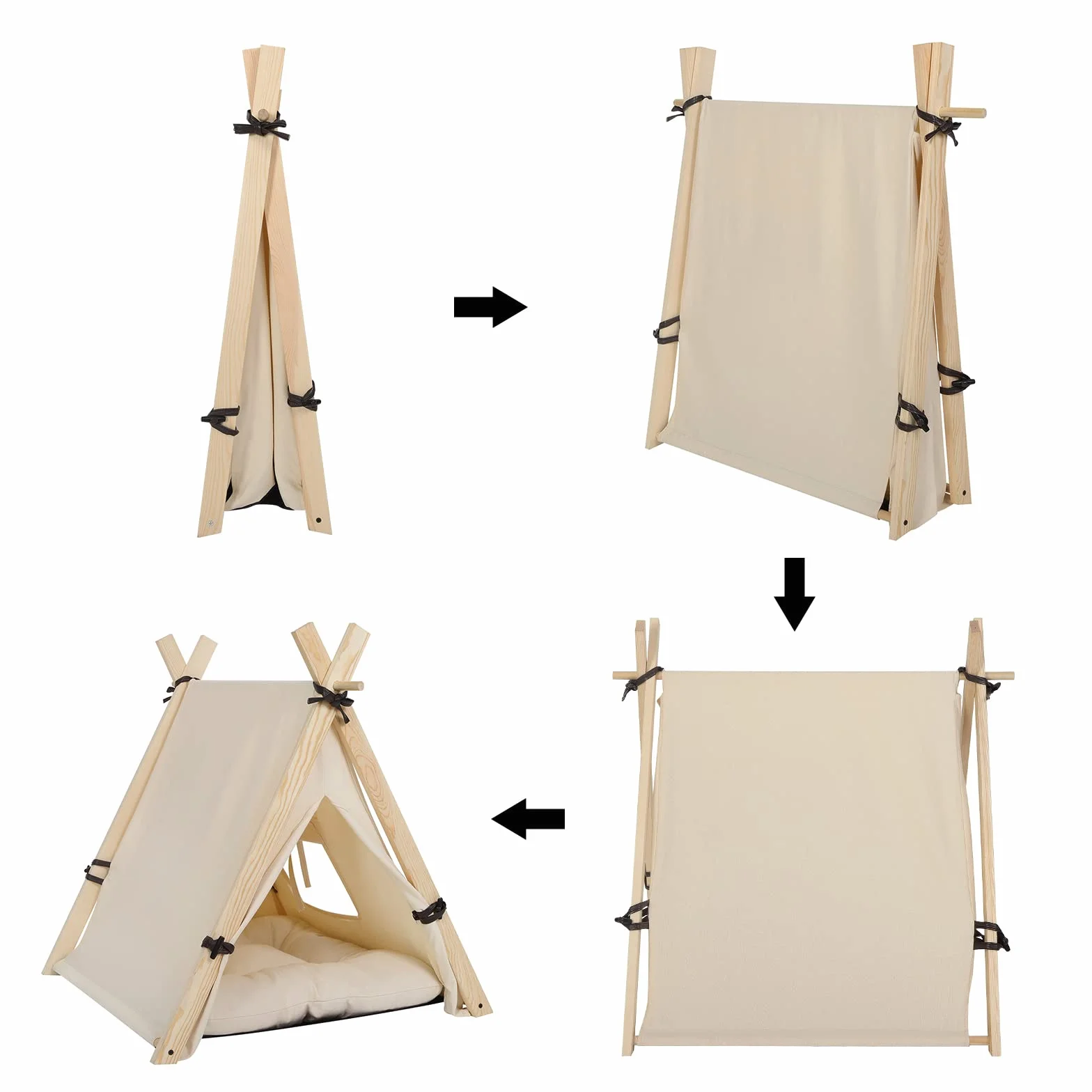 EUGAD Tipi Namiot dla Małych Psów i Kotów 60x70x60 cm Biały Domek do Wnętrz