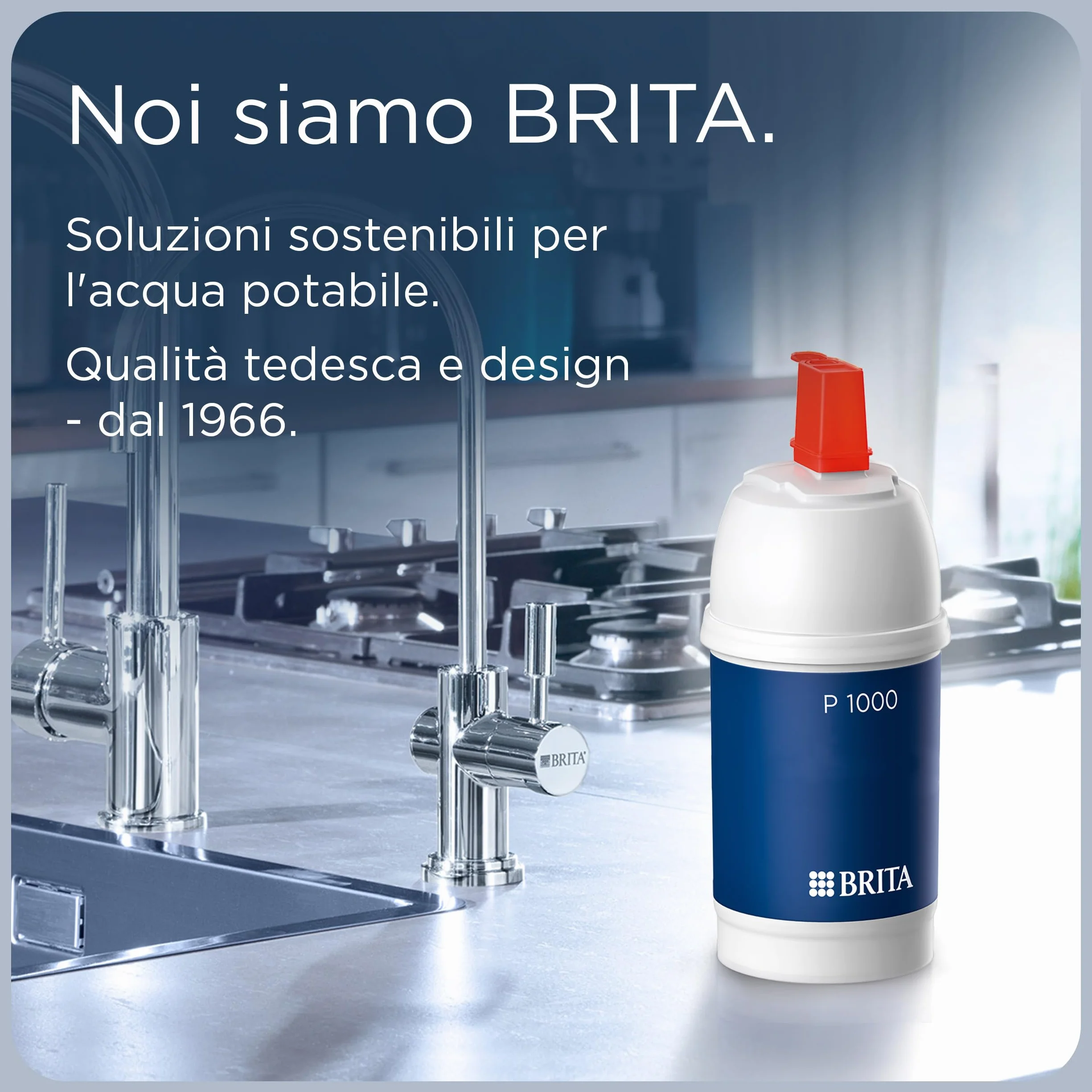 BRITA Podzlewowy filtr do wody P1000, redukcja kamienia, smaczna, czystsza woda bez chloru i zanieczyszczeń