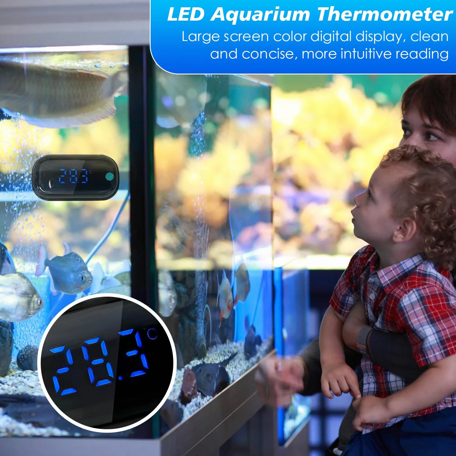 Cyfrowy termometr do akwarium LED z czujnikiem temperatury 0,1℃, precyzyjny