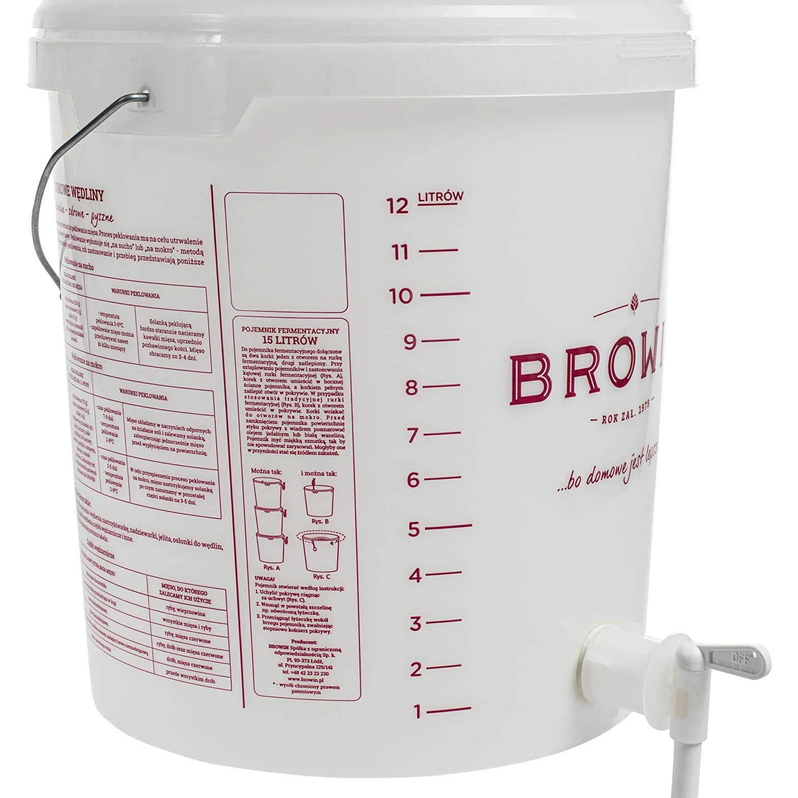 Browin Pojemnik fermentacyjny, tworzywo sztuczne, biały, 15 l