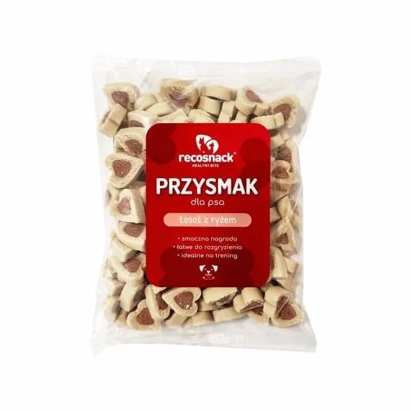 łosoś z ryżem przysmak dla psa treserki 200g