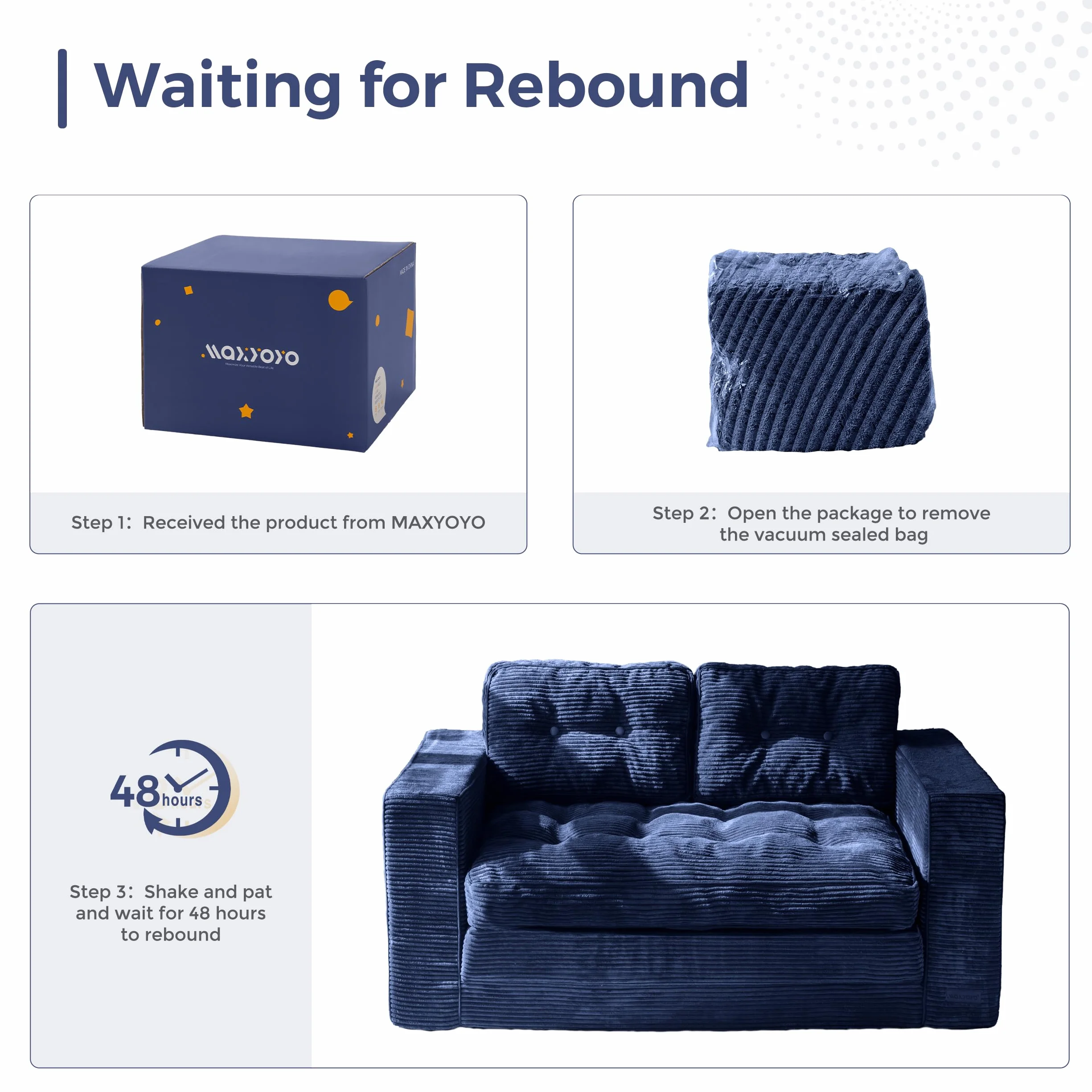 MAXYOYO Sofa rozkładana, sofa Loveseat, rozkładana z 2 poduszkami, 2 w 1, wygodna sofa sztruksowa, 2-osobowa, leżak podłogowy, wysuwana powierzchnia do spania, 101 x 196 cm, cienka pianka 15 cm
