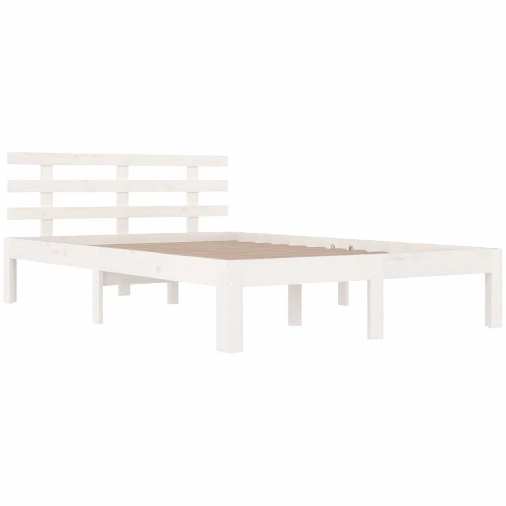 lite drewno sosnowe z zagłówkiem nowoczesny styl pojedyncza 120x200cm biały | Rama łóżka biała lite drewno sosnowe 120x200 cm z zagłówkiem do sypialni