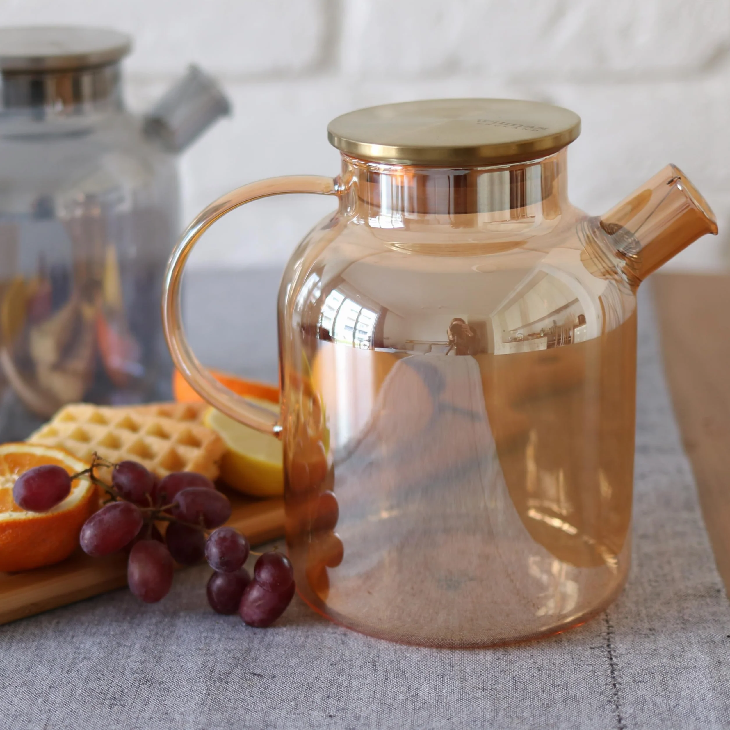 Wilmax szklany dzbanek do herbaty z pokrywką ze stali nierdzewnej – 1600 ml – zaparzacz do herbaty sypkiej – dzbanek szklany – dzbanek ze szkła odpornego na wysokie temperatury – Teapot – szklany