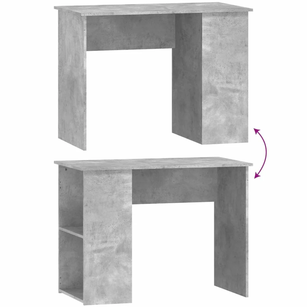 Biurko betonowe szare z materiału drewnopochodnego 100 x 55 x 75 cm z miejscem do przechowywania, szufladą i regałem do domowego biura, gabinetu, pokoju młodzieżowego, komputera, laptopa, gier