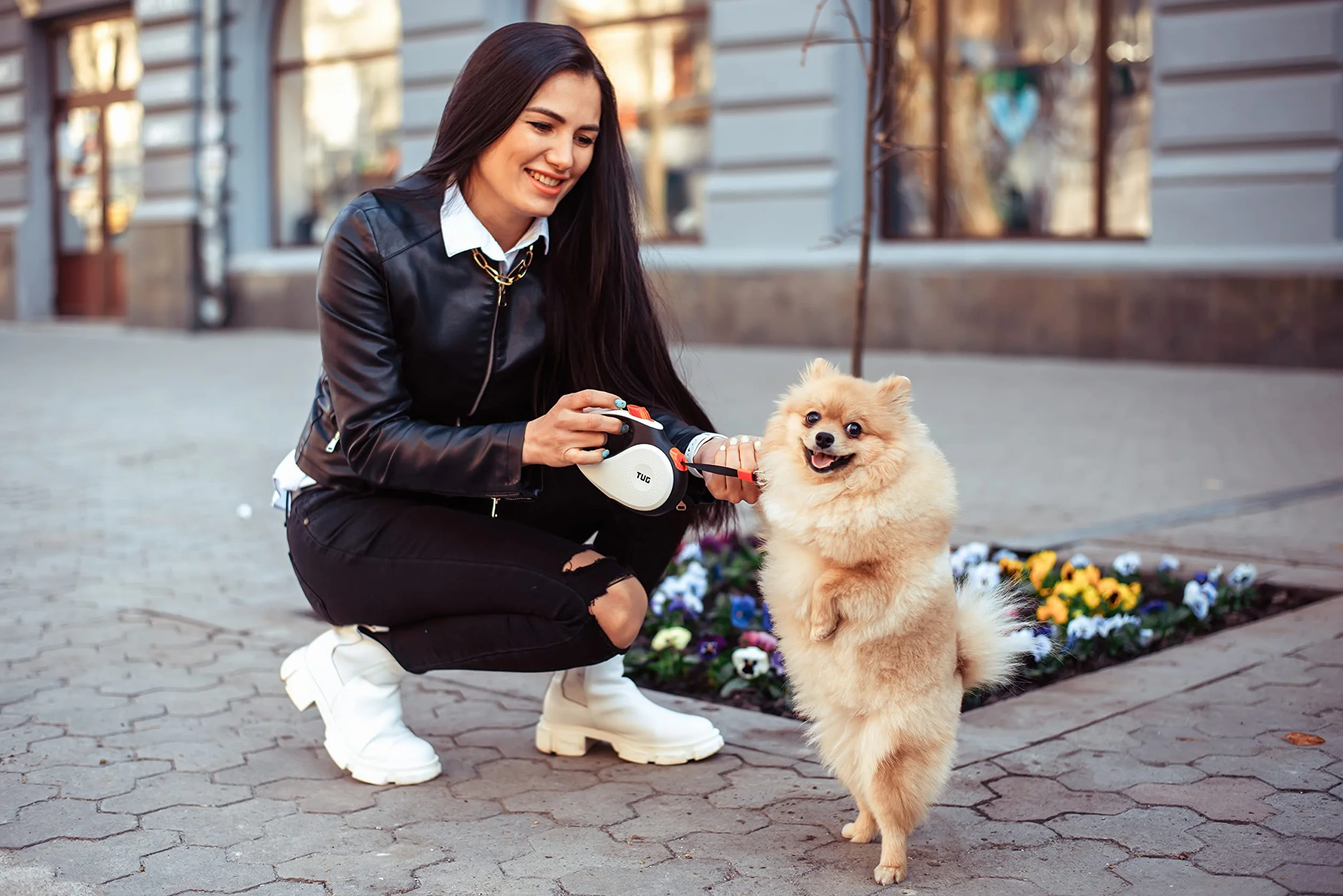 Smycz dla psów TUG 360° nieplącząca się 5 m nylonowa do 15 kg z hamulcem