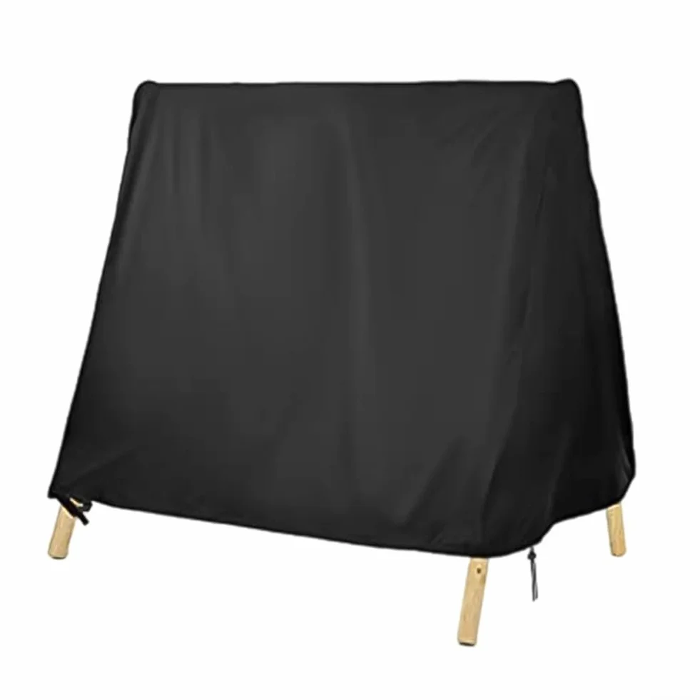 Zewnętrzny pokrowiec na huśtawkę, wodoodporny, wiatroszczelny, z klamrą, regulowany sznurek, odporny na kurz, odporny na promieniowanie UV, pasuje do 182 x 139 x 170 cm, 216 x 140 x 170 cm, czarny