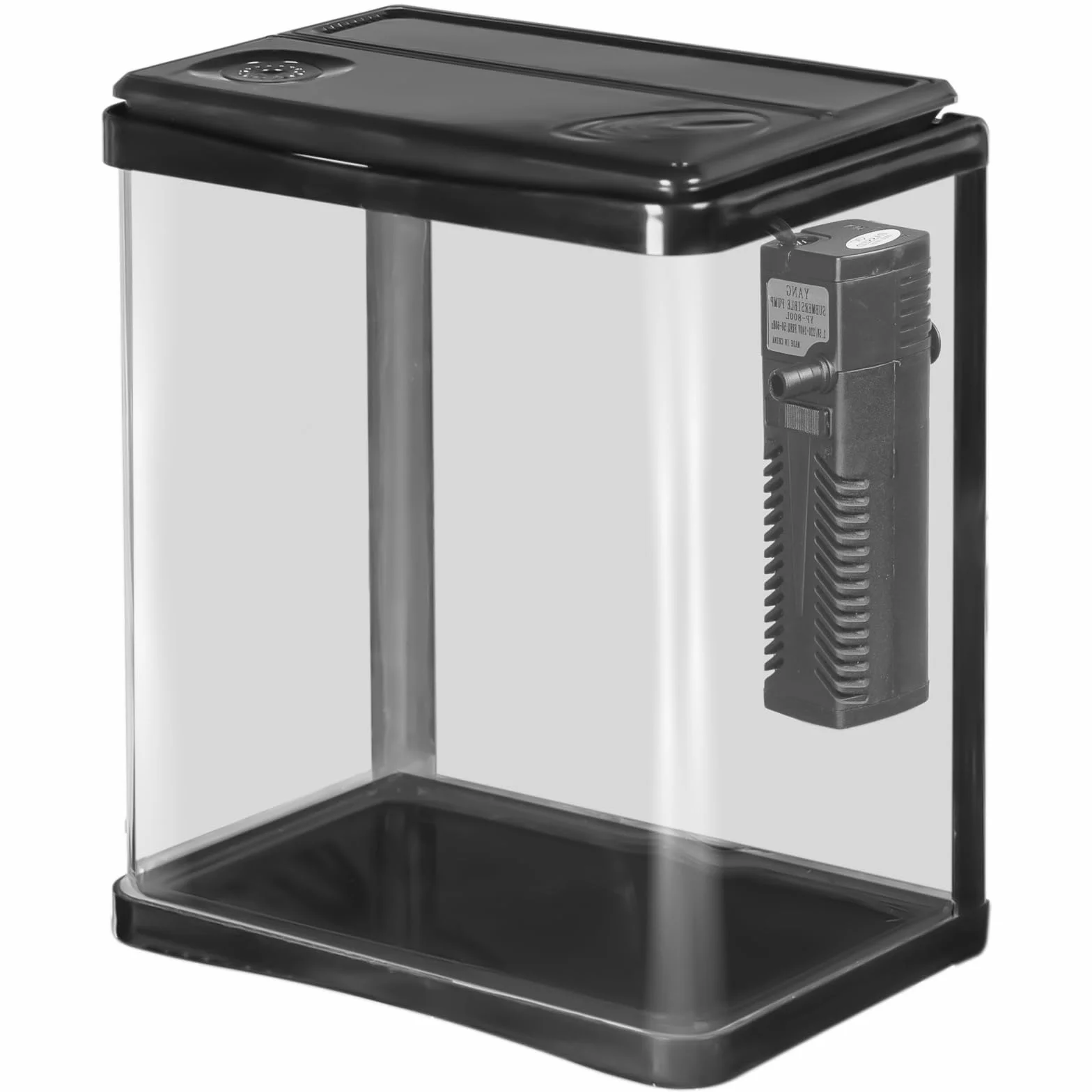 Arona - elegancki zestaw do akwarium 3 l w kolorze czarnym – kompletny zestaw z filtrem, oświetleniem LED i osłoną – idealny dla początkujących, do biura i mieszkania