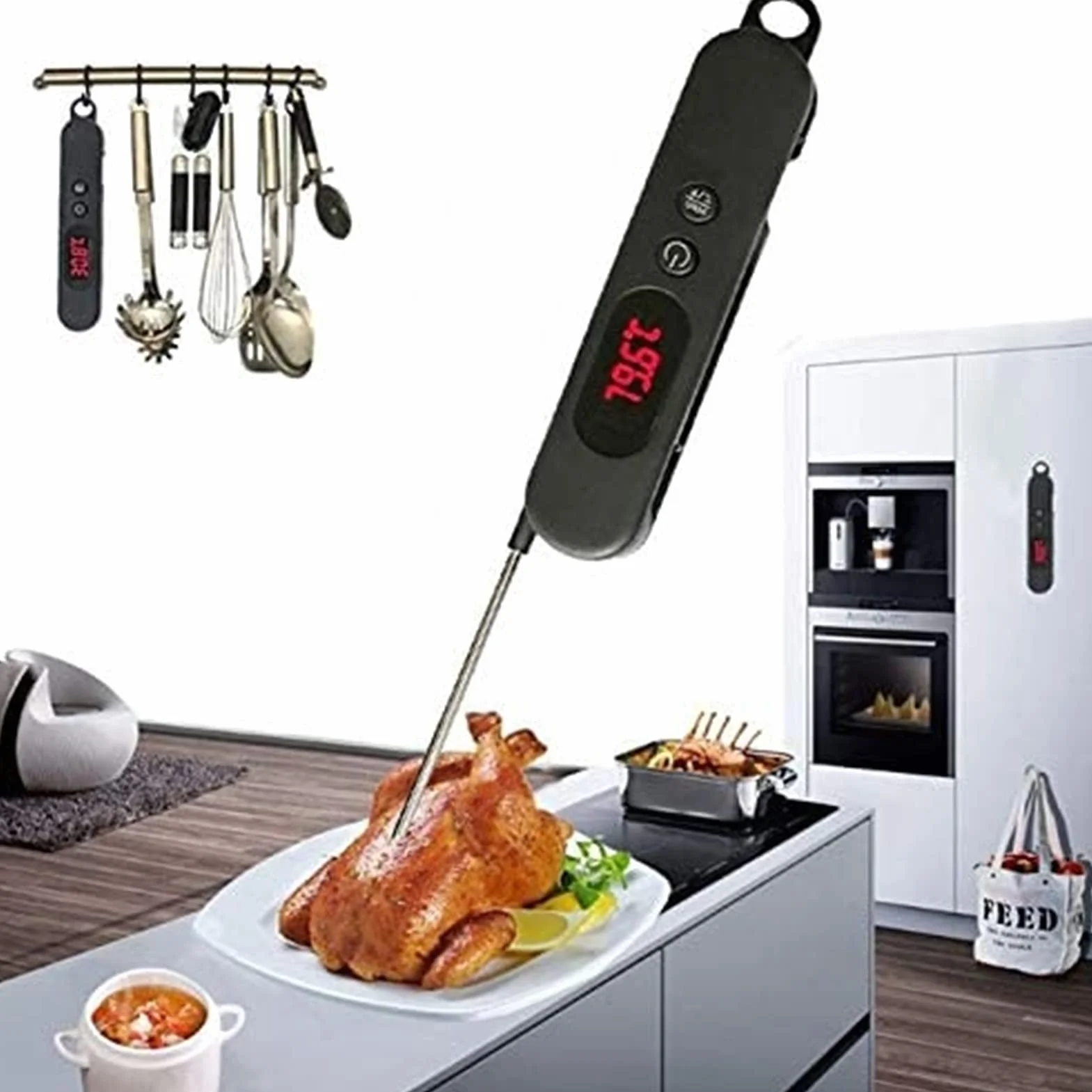 Termometr do mięsa do grillowania i gotowania, 2S Najlepszy ultraszybki natychmiastowy odczyt Wodoodporny cyfrowy termometr kuchenny Sonda do grillowania, grillowania, pieczenia, słodyczy,