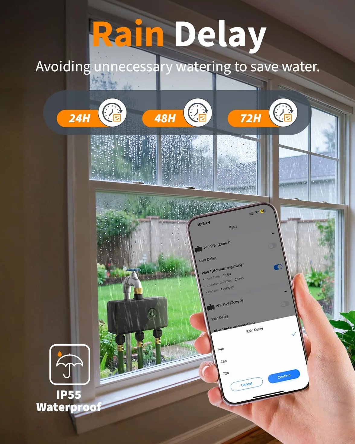 Diivoo 3 Zone WiFi Water Timer with Brass Inlet, Smart Sprinkler Hose Timer 3 Outlets Compatible with Alexa/Google Assistant, 18 Irrigation Plans, Rain Delay & Mist Mode for Garden Lawns (2.4GHz Only)