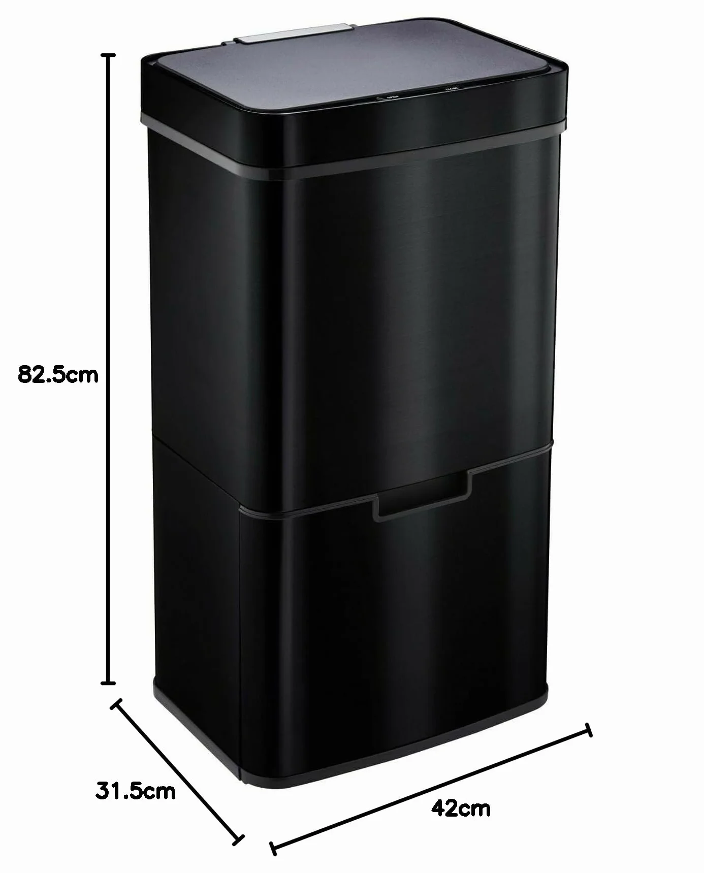 KITCHEN MOVE Automatyczne sortowanie selektywne kosz na śmieci z podwójnym przedziałem 75 l NARVIK błyszczący czarny recykling o dużej pojemności i kosz na śmieci 3 l