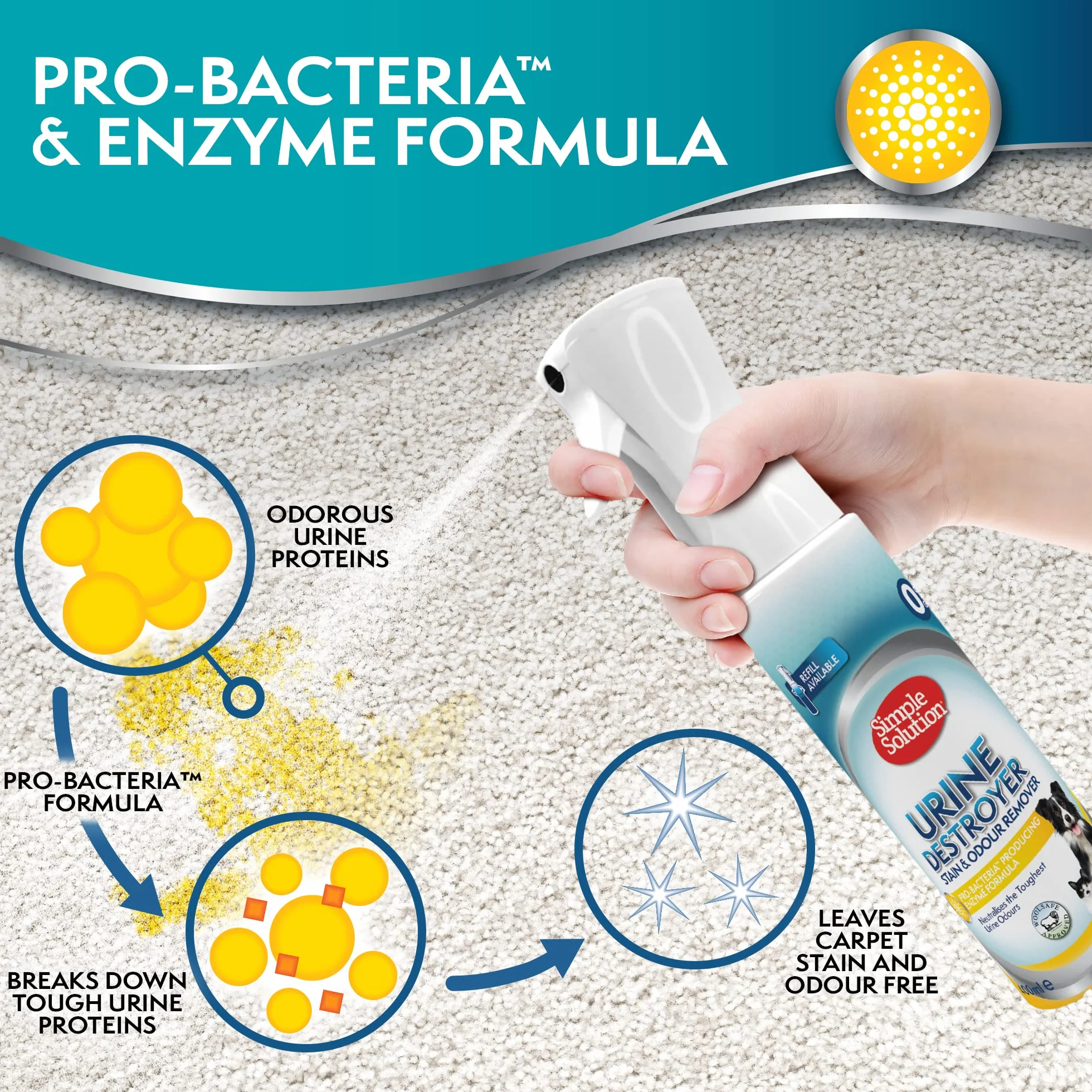 Simple Solution Cleaning Power Środek do Usuwania Plam i Zapachów Zwierząt Domowych, 400ml