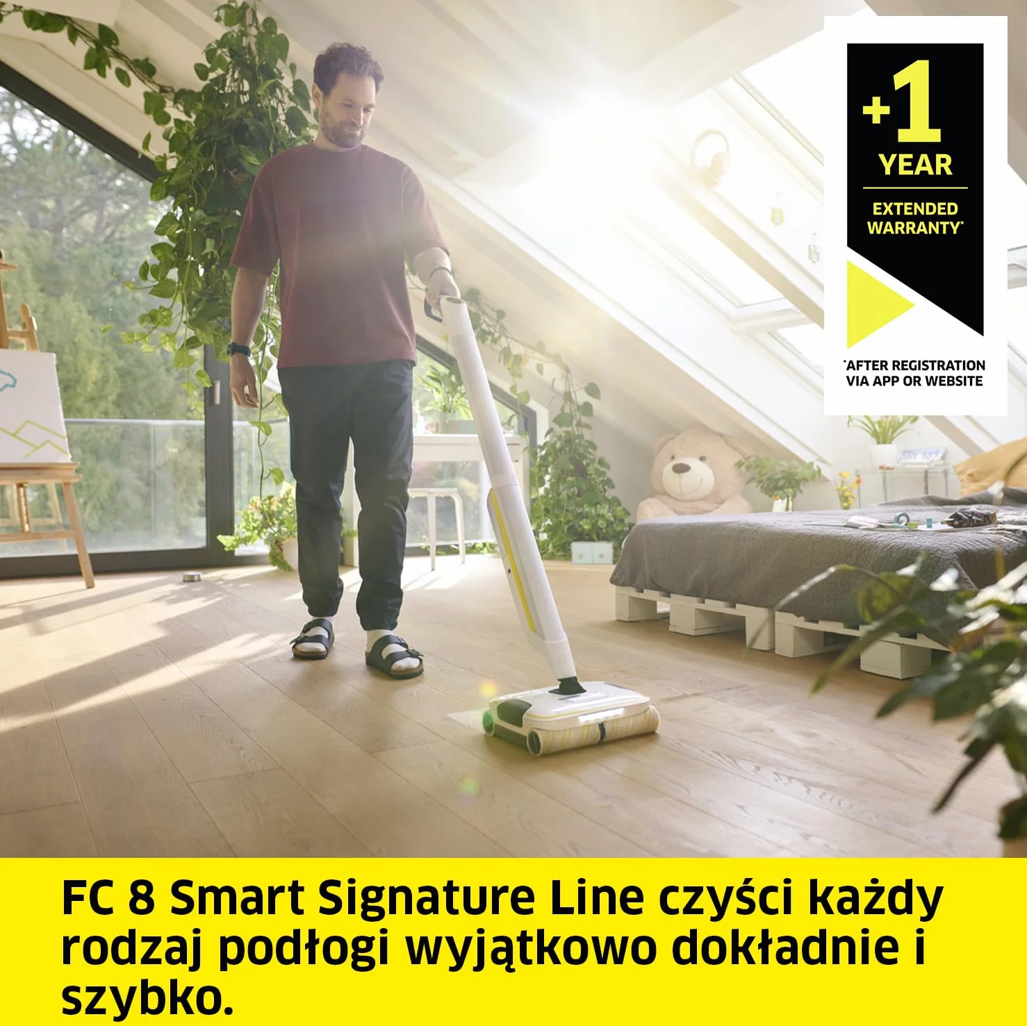 Kärcher mop elektryczny FC 8 Smart Signature Line, bezprzewodowy mop podłogowy z 4 obrotowymi padami z mikrofibry, z aplikacją, czas pracy: ok. 60 min, wydajność powierzchniowa: ok. 230 m²