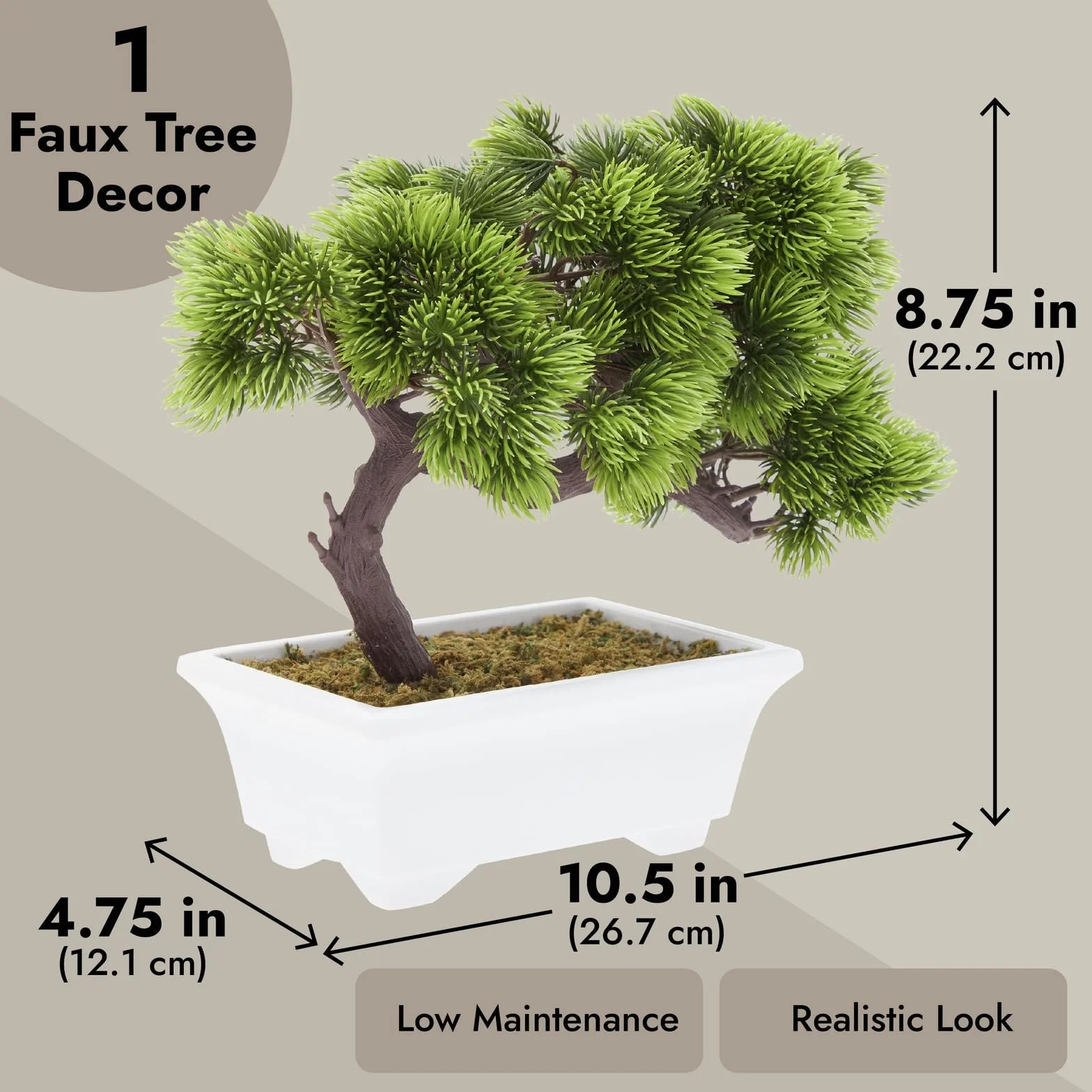 Sztuczne drzewko bonsai do japońskiego ogrodu zen, dekoracja domu, 26 x 13 x 24 cm