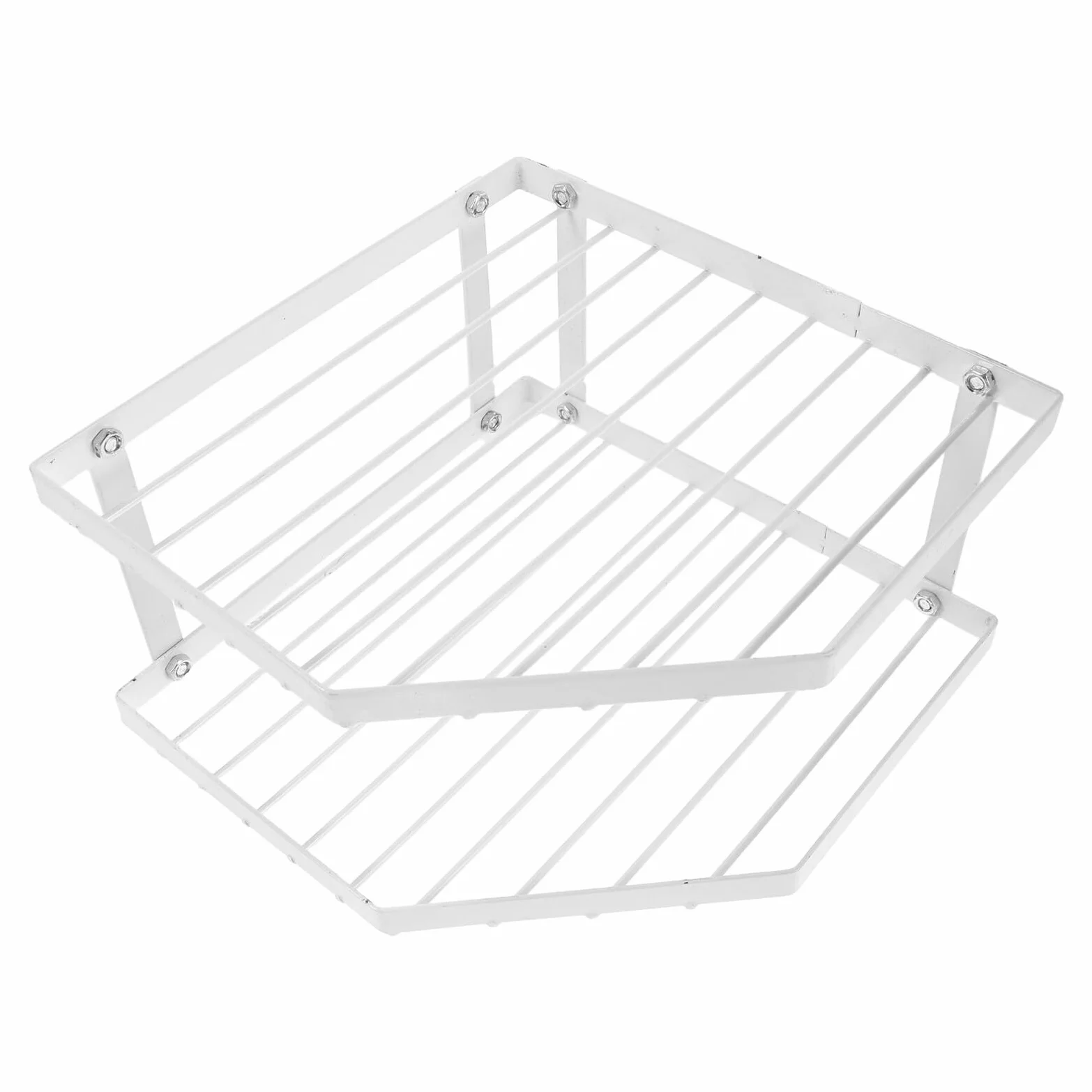 2-poziomowa narożna półka kuchenna, metalowy stojak na garnki z białą powłoką, 34 x 12 cm, oszczędzający miejsce, wielowarstwowy nizer na garnki, patelnie, słoiki na przyprawy i niezbędne przybory