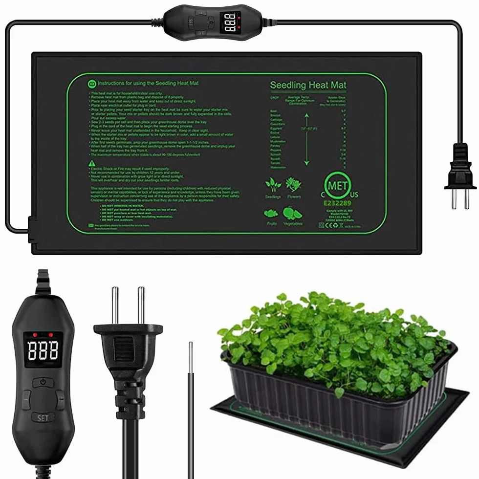 Mineup mata grzewcza do roślin z termostatem, 50w wodoodporna mata grzewcza do sadzonek, 10 * 20.75 cali mata grzewcza do szklarni Szybkie nagrzewanie, do uprawy w szklarni lub growboxie -20°C(68°F)~