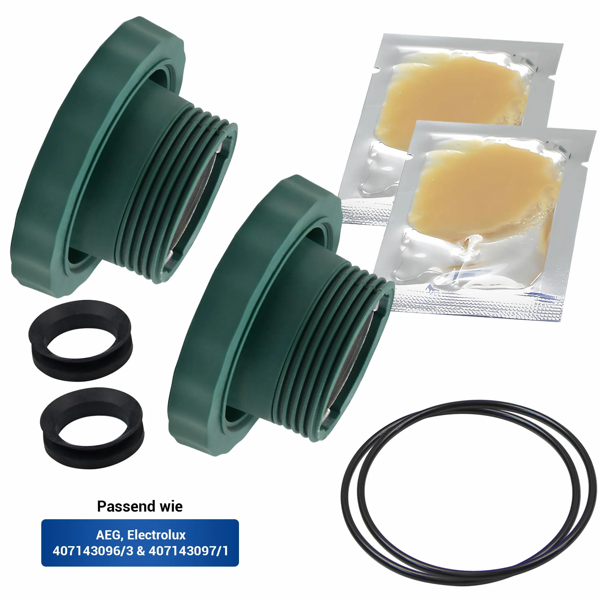 VIOKS Zestaw łożysk lewy + prawy zamiennik dla AEG Electrolux Zanussi 4071430963 4071430971 zestaw łożysk - łożyska do pralki w tym łożysko kulkowe, uszczelka, o-ring, smar dla pralki z ładowaniem od