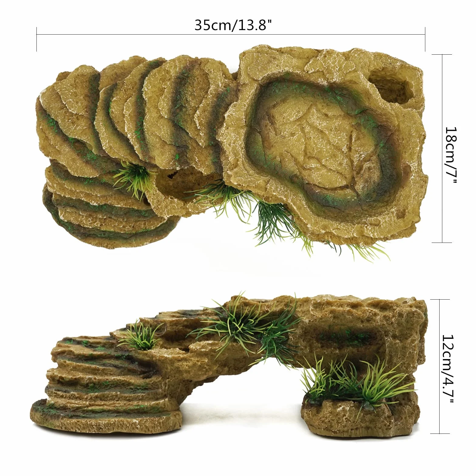 Platforma wygrzewająca się żółw, rampa dla gadów, terrarium, dekoracja dla brodatego smoka, gekona, skały, jaskini, schronienia, akwarium, dekoracja, jaszczurki, pająki, ryby, płazy (rozmiar
