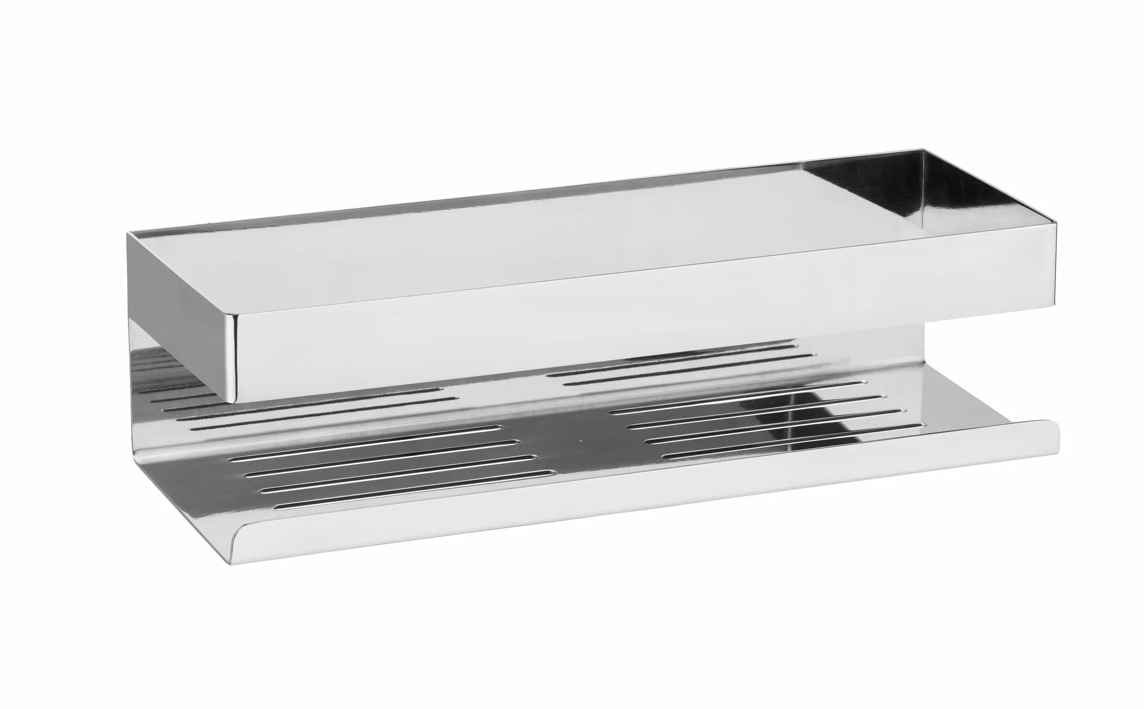 Wenko Turbo-Loc Genova Shine regał ścienny, regał łazienkowy ze stali nierdzewnej, do mocowania, bez wiercenia, z systemem podkładek samoprzylepnych, dekoracyjny do przechowywania, 30 x 8 x 10,5 cm,