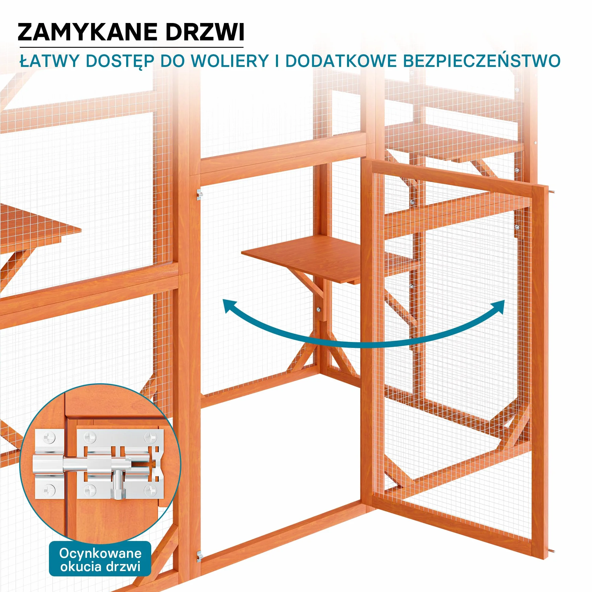 Wiltec Woliera dla kota 68 x 82 x 166,5 cm, wybieg z siatką ochronną, 6 poziomów