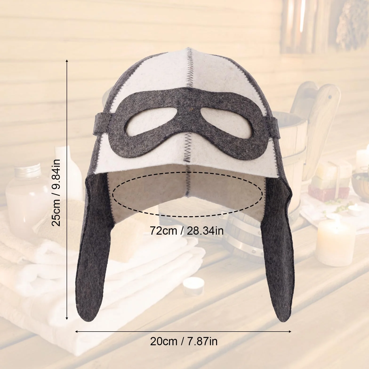 Styl Aviator Wełniany Kapelusz do Sauny dla Mężczyzn i Kobiet, Unisex Rosyjski Czepek Sauny Banya Rozmiar Uniwersalny Akcesoria Sauny Prezenty do Łaźni Parowej Ochrona Włosów (Biały i Szary)