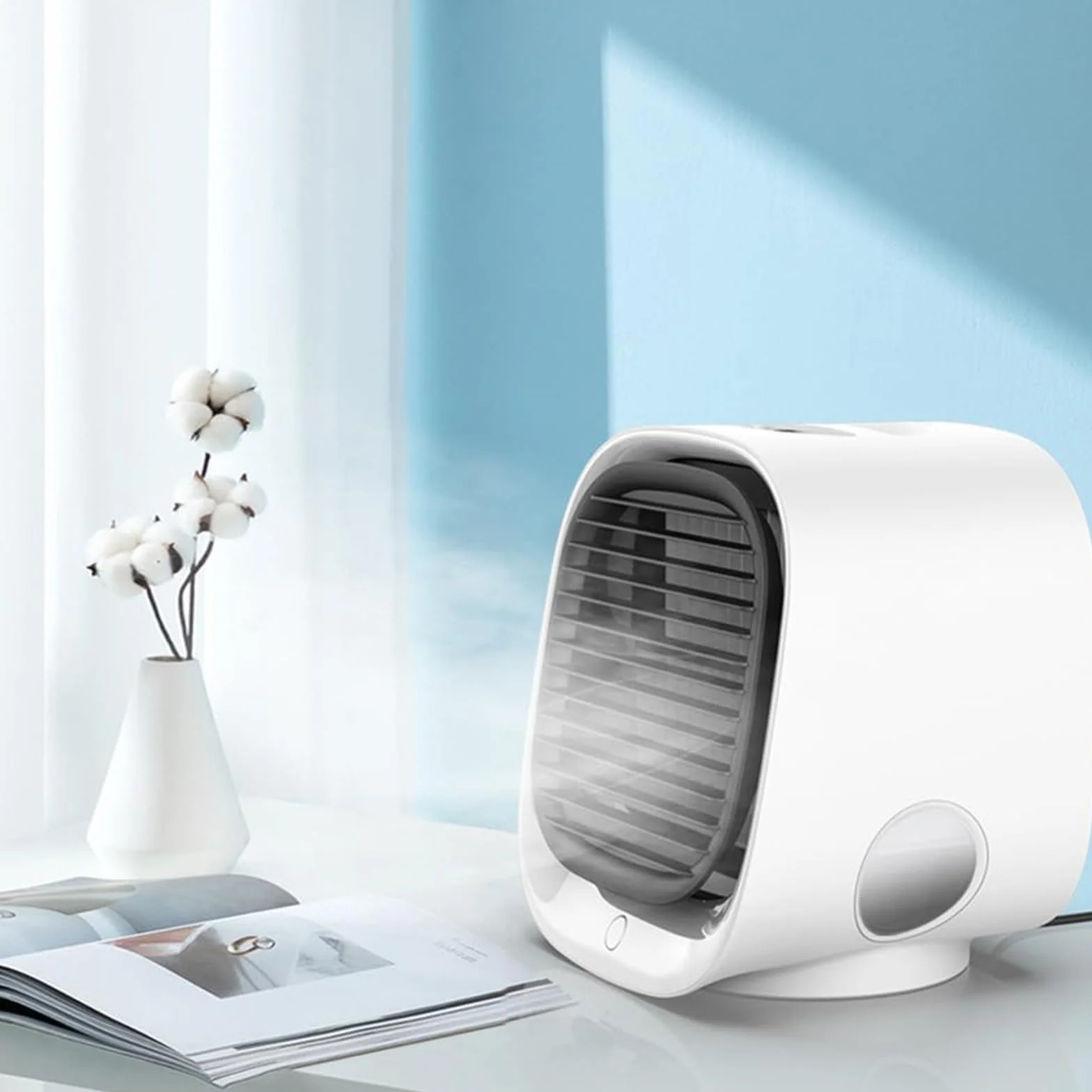 Przenośny klimatyzator chłodzący wodą zasilany przez USB, mały osobisty klimatyzator do domu, podróży i sypialni, zielony