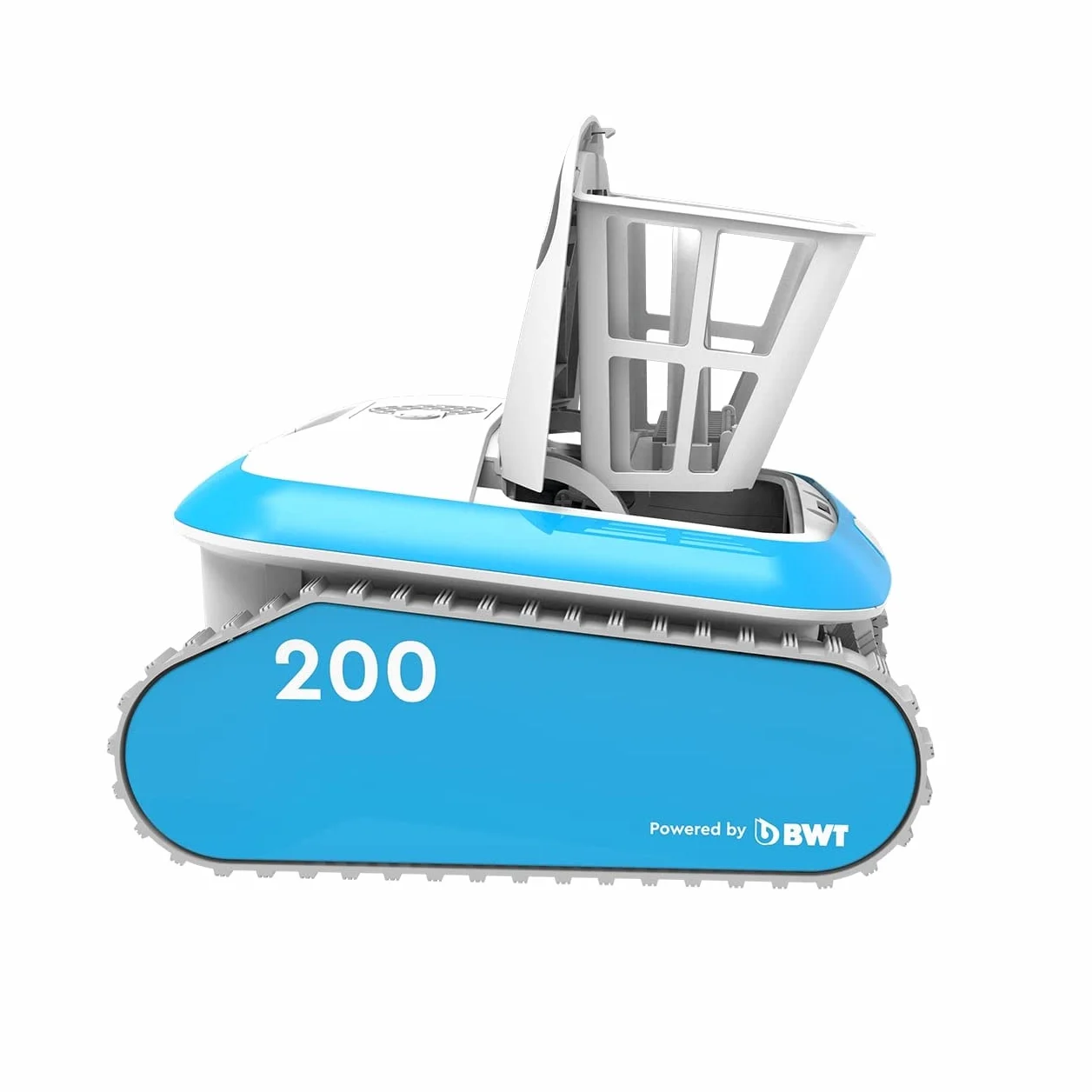 Robot basenowy BWT Cosmy 200, niezwykle lekki i kompaktowy, do basenów o długości do 10 m, niezawodne czyszczenie podłogi, ścian i rur wodnych, sterowanie za pomocą aplikacji.