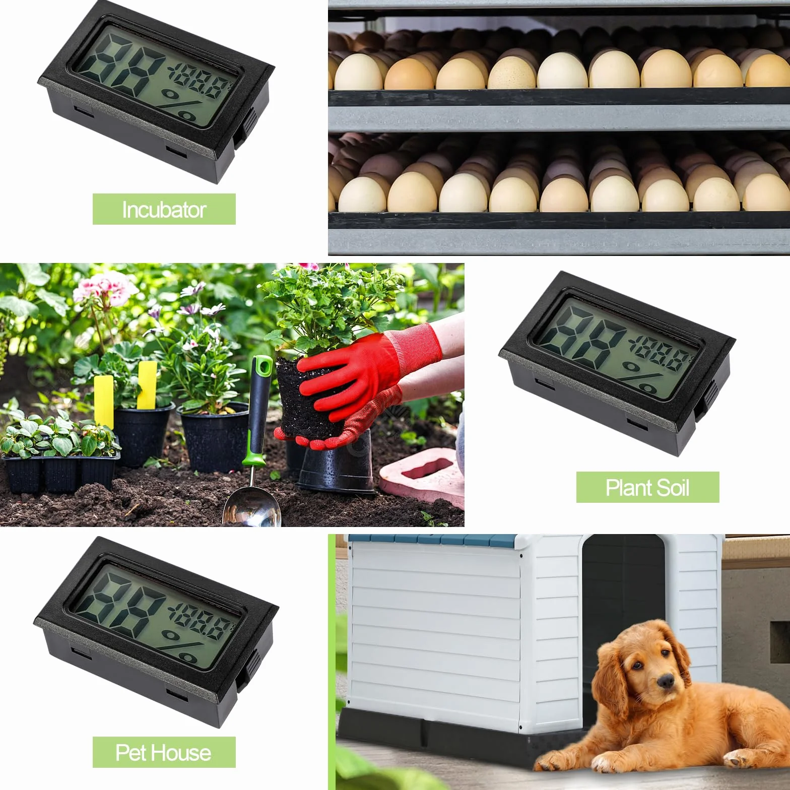 Farerkass 6 Stück Higrometr - Termometr, Cyfrowy mini miernik wilgotności z wyświetlaczem LCD, Temperaturomierz pokojowy do wnętrz i hydrometr do pokojów dziecięcych, sypialni i piwniczek na wino