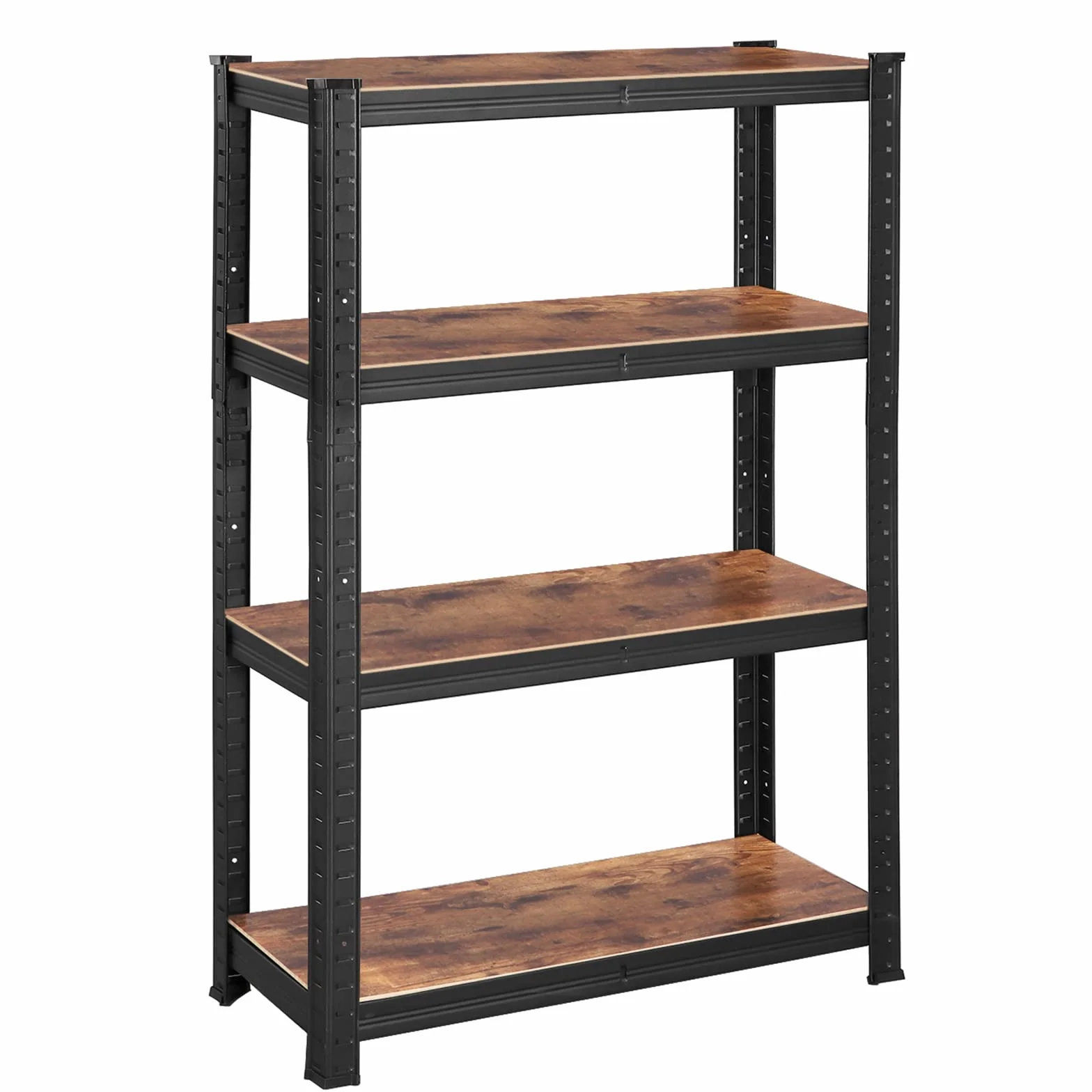 SONGMICS Regał 40 x 80 x 160 cm, nośność 520 kg (130 kg na półkę), przemysłowe, regulowane półki magazynowe, do salonu, kuchni, garażu, rustykalny brązowo-czarny GLR044B11