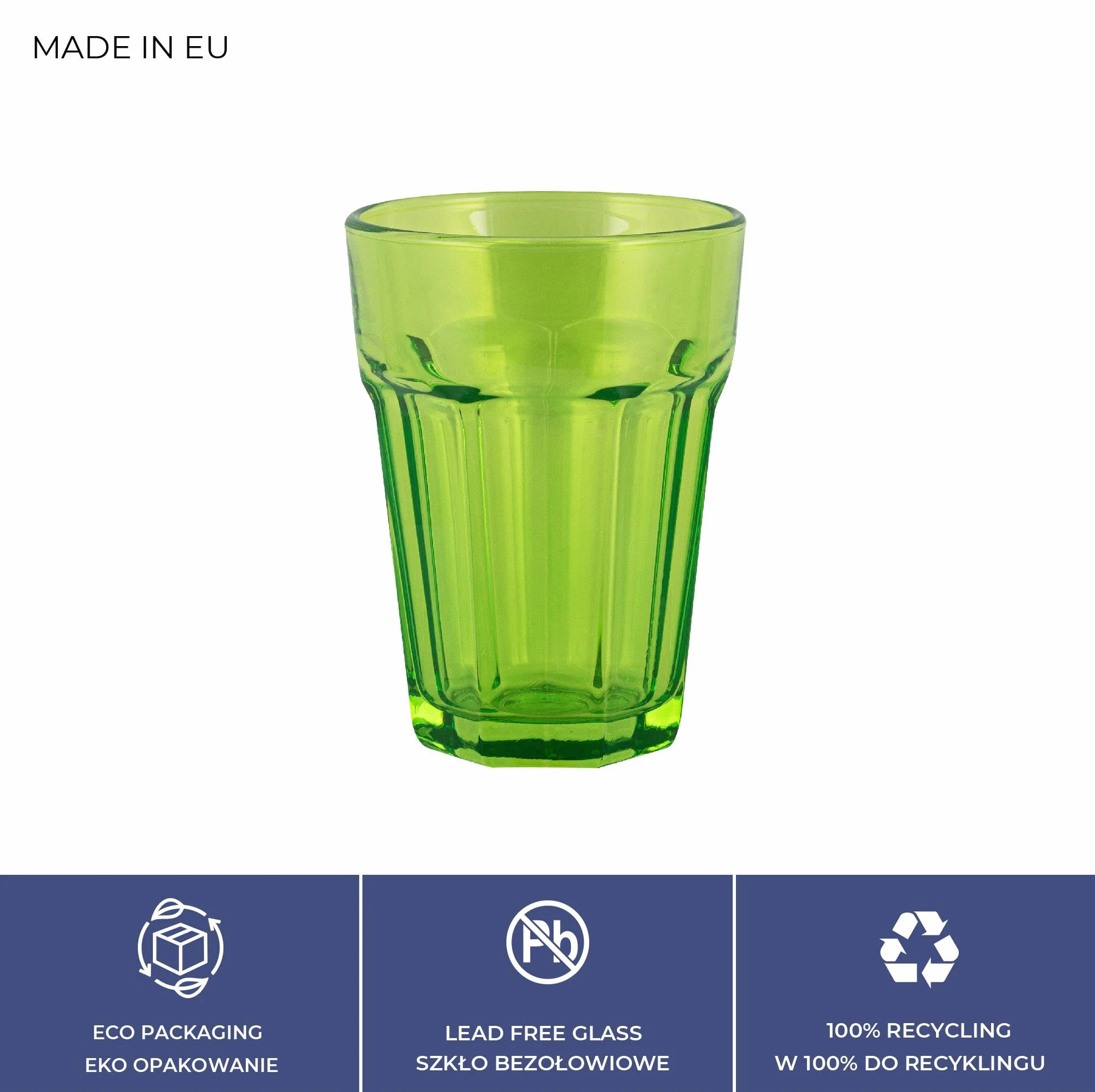TREND FOR HOME Szklanki do Wody 425 ml Zestaw 6 Kolorowych Szklanek do Wody Napojów Soków Szklanka Wysoka Szklane Kubki do Longdrinków Szklanki Wysokie Styl Retro | Gigi Vivid Rainbow