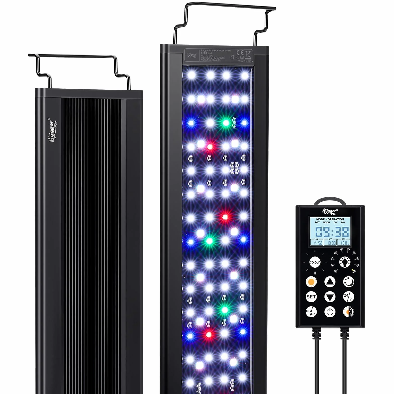 Hygger Oświetlenie LED do akwarium 24/7, lampa z kontrolerem, 5 trybów, 8 kolorów, 58 W, 120-135 cm