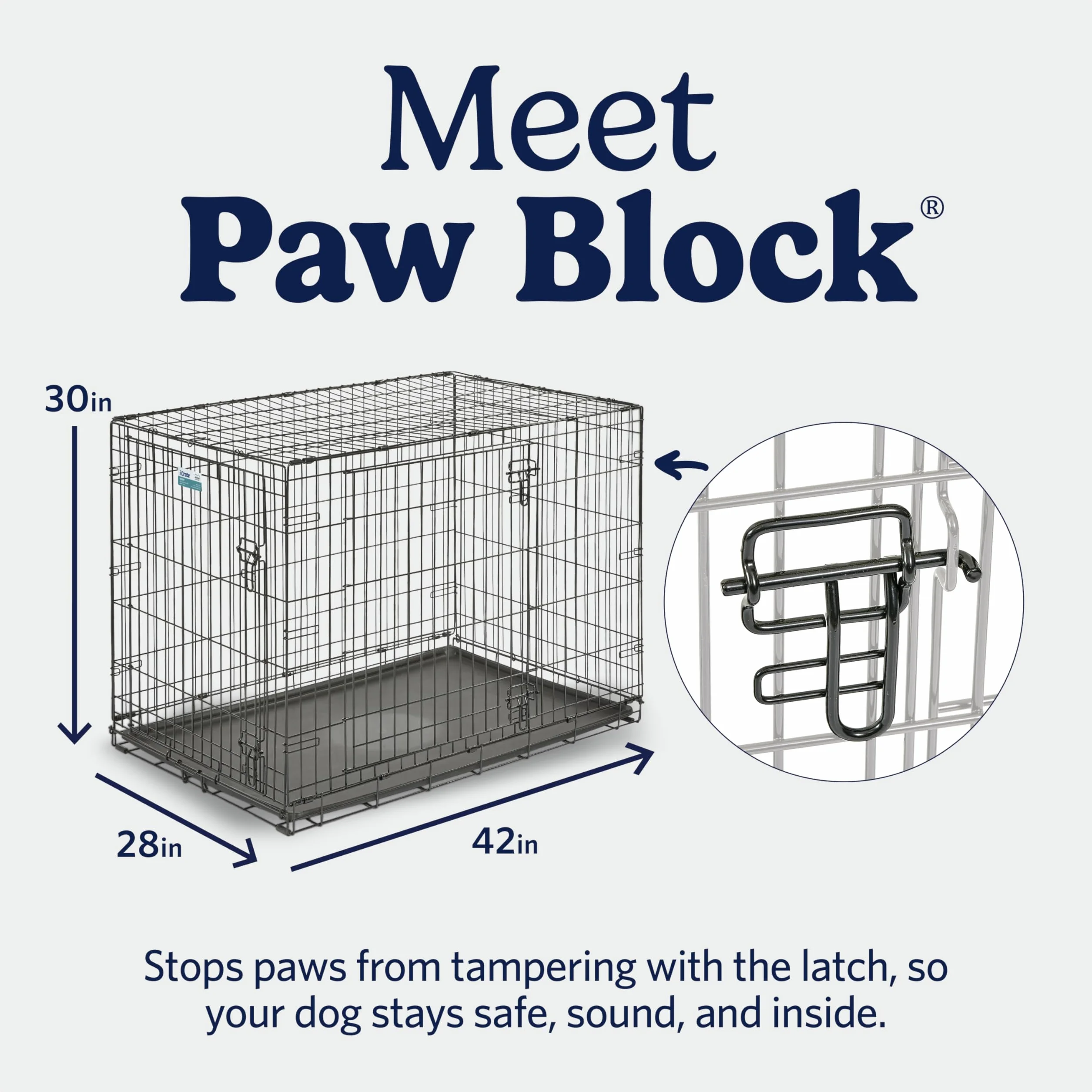 MidWest Homes for Pets iCrate 106,68 cm długa skrzynia dla psa, podwójne drzwi, szczelna patelnia