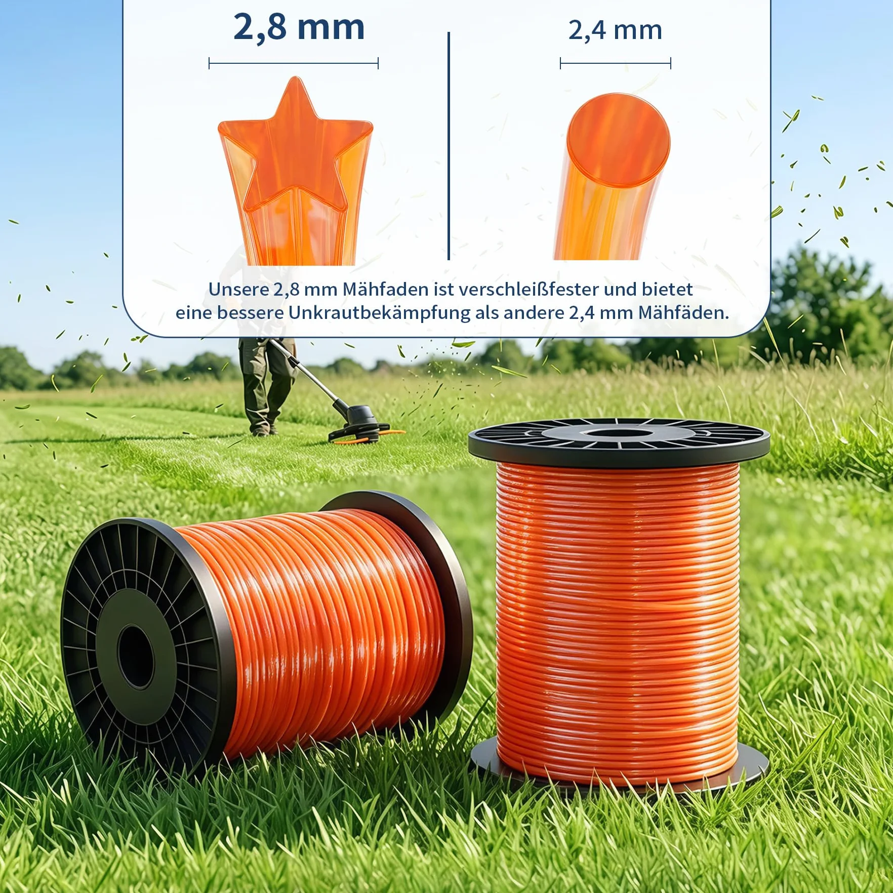 Forever Speed Żyłka do podkaszarki do trawnika, nić do koszenia, nić zapasowa, nylonowa żyłka do podkaszarki, 5-kątna średnica 2,8 mm x 100 m, czerwona