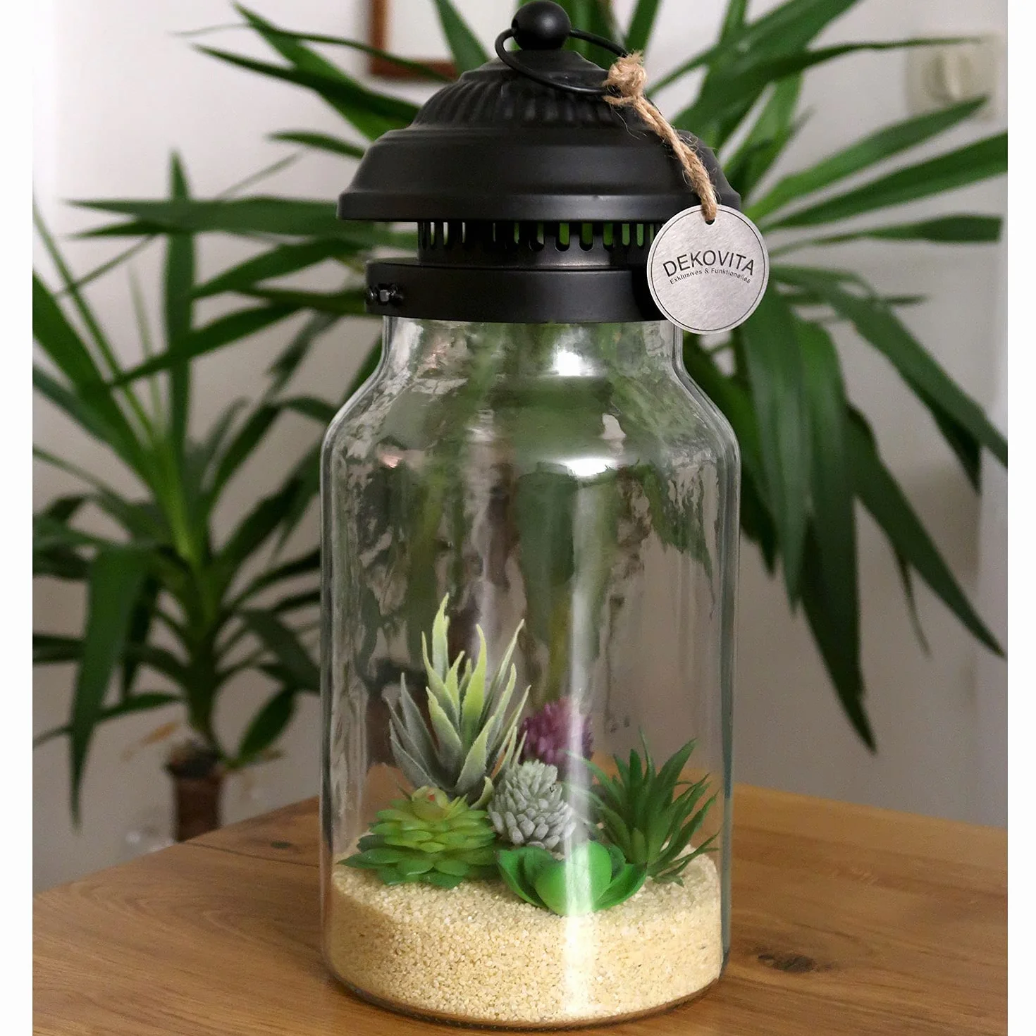 Dekovita Szklanka do terrarium z pokrywką – 5 l szkło dekoracyjne latarnia wazon – 16 x 41 cm słoik do roślin DIY ogród butelkowy