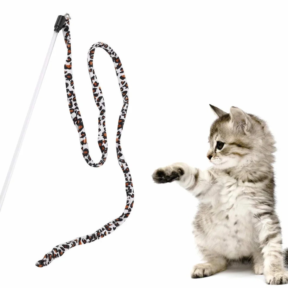 Cat Teaser Stick Chaser Zauberstab Leopard Print Tail mit Bell für Katzen