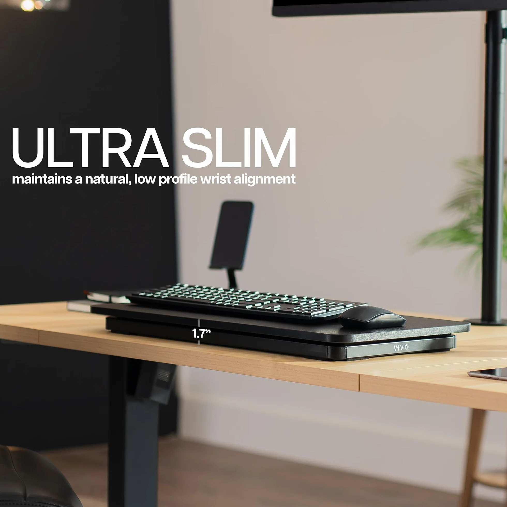 VIVO DESK-V024A Pojedynczy górny podnośnik nożycowy do klawiatury i myszy, biurko na laptopa z regulacją wysokości, do ergonomicznego stojaka roboczego, czarne, DESK-V024A