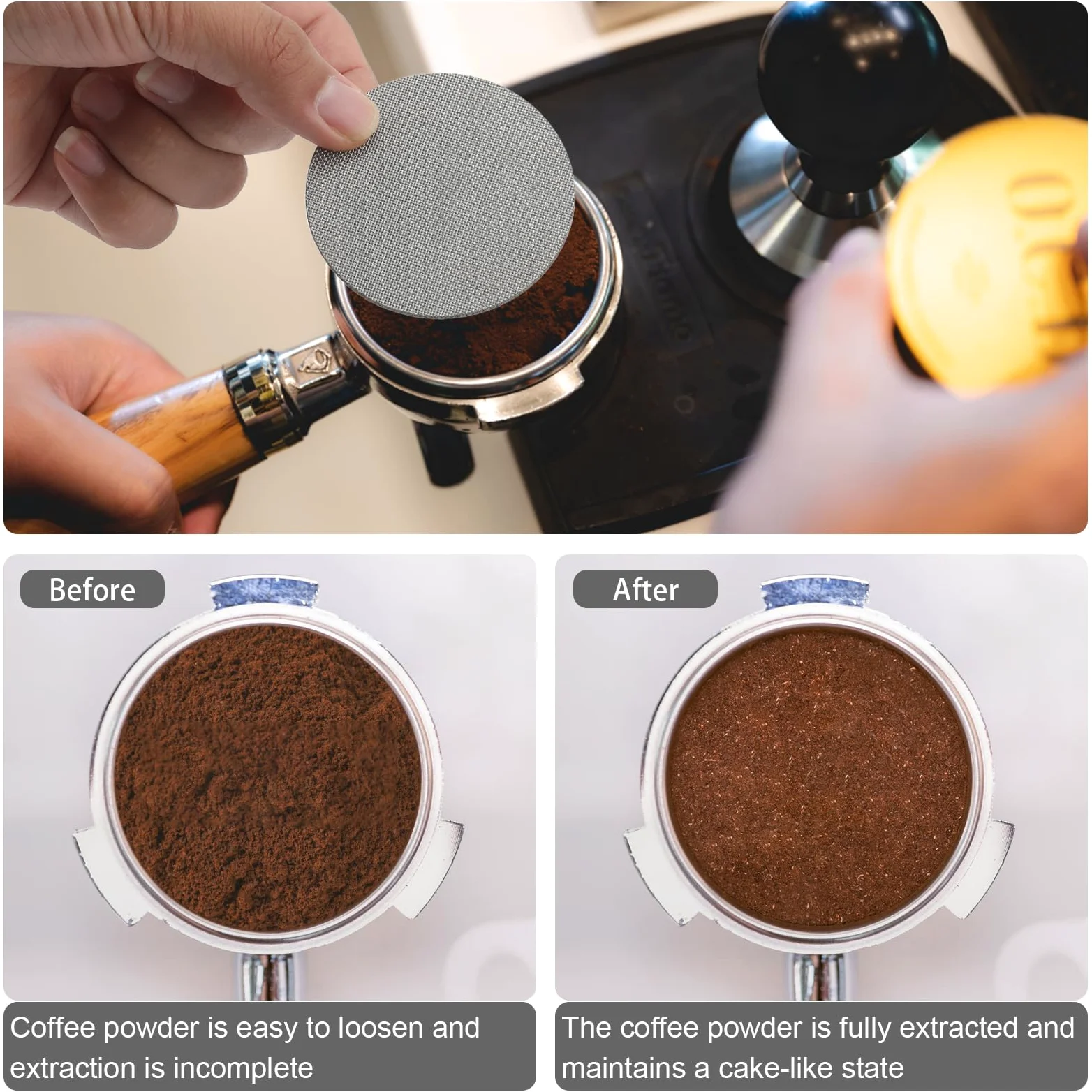 2 Szt. 49mm Filtr do Espresso, Stal Nierdzewna 316 Sitko do Espresso 150μm Wielokrotnego Uzytku Sitko do Kolby do Espresso Wytrzymaly Siatka Filtracyjna do Kawy do Espresso