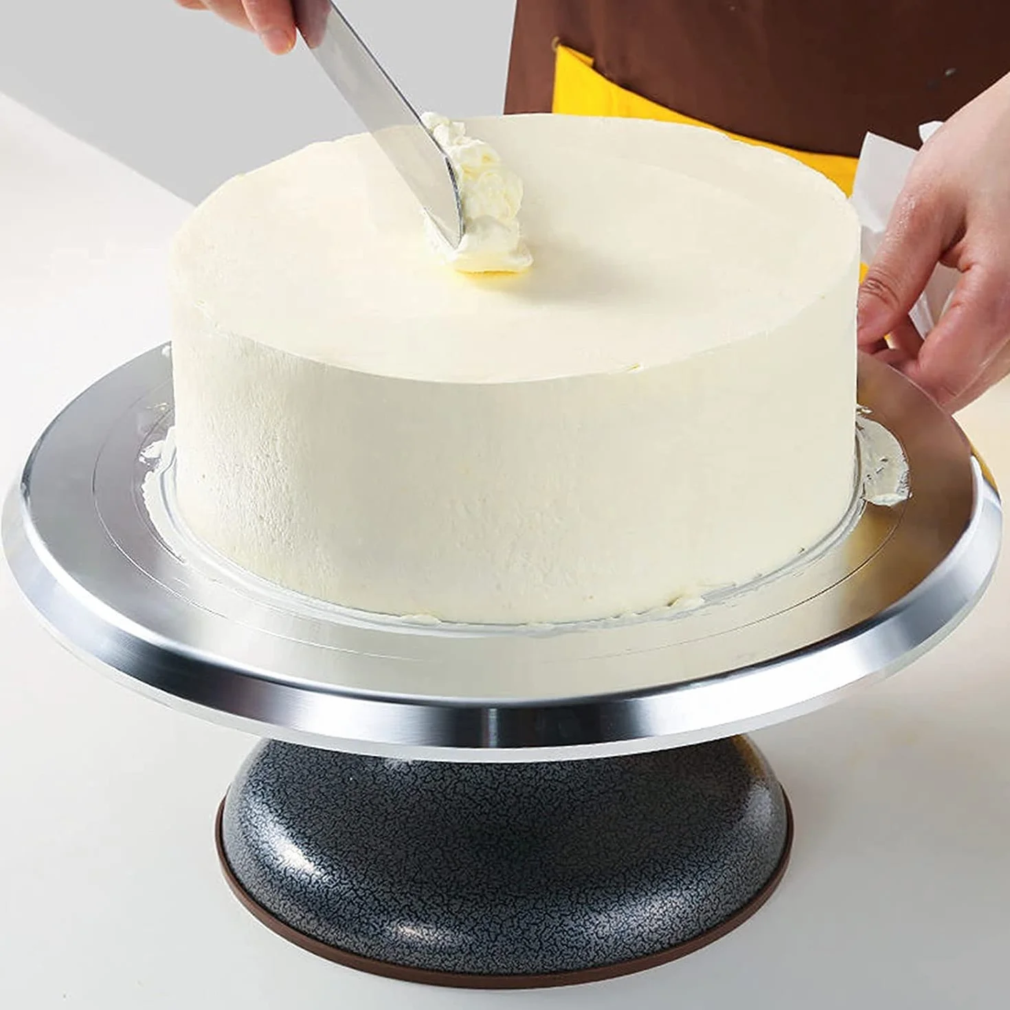 Gramofon do ciasta obrotowy stojak na ciasto ze stopu aluminium z antypoślizgowym gumowym dnem do ciasta narzędzia do pieczenia babeczek artykuły do ciasta gramofon (kolor: srebrny, rozmiar: 10 cali)