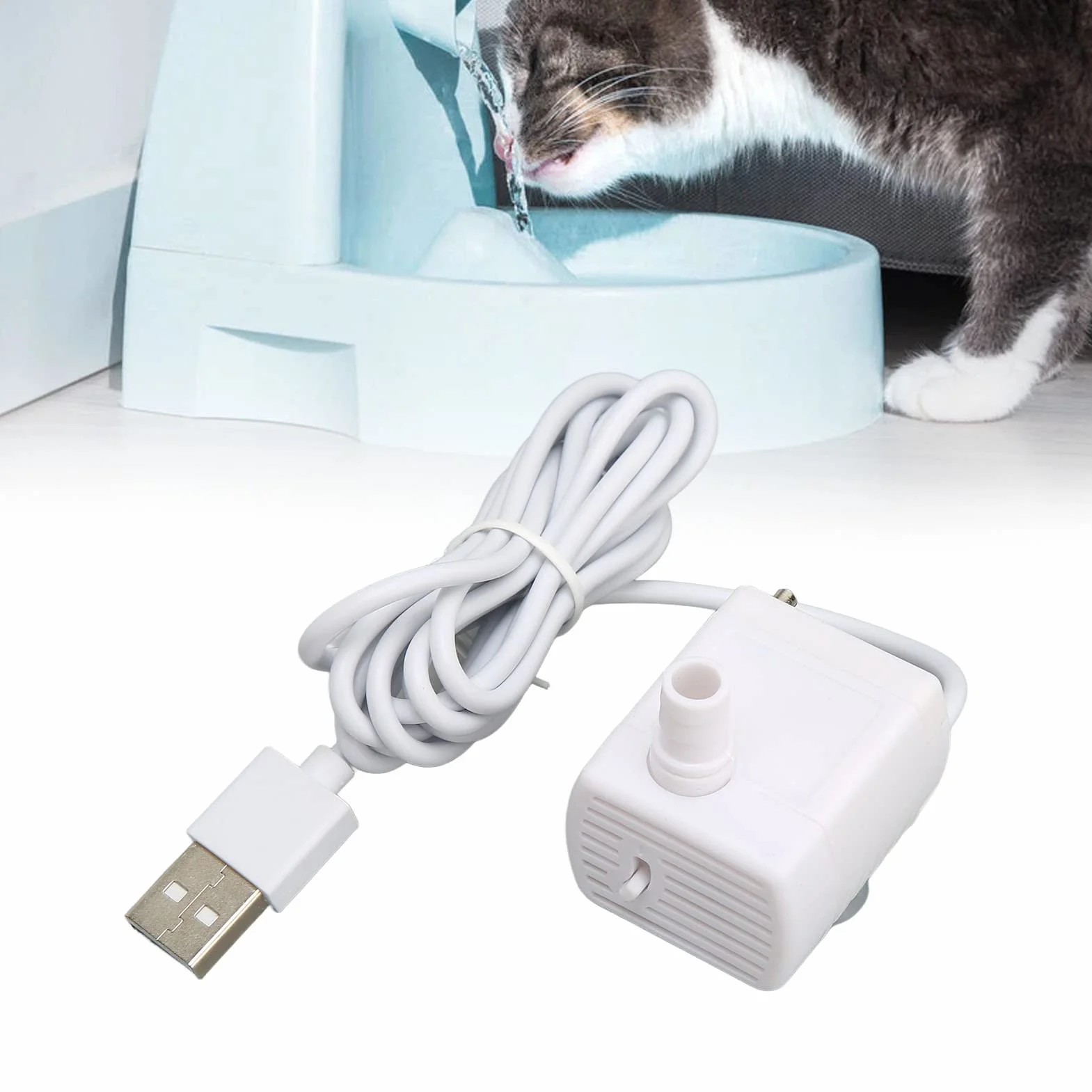Pompa do Fontanny dla Zwierząt Domowych, Cicha, Bezszczotkowy Silnik Prądu Stałego, Zasilana USB